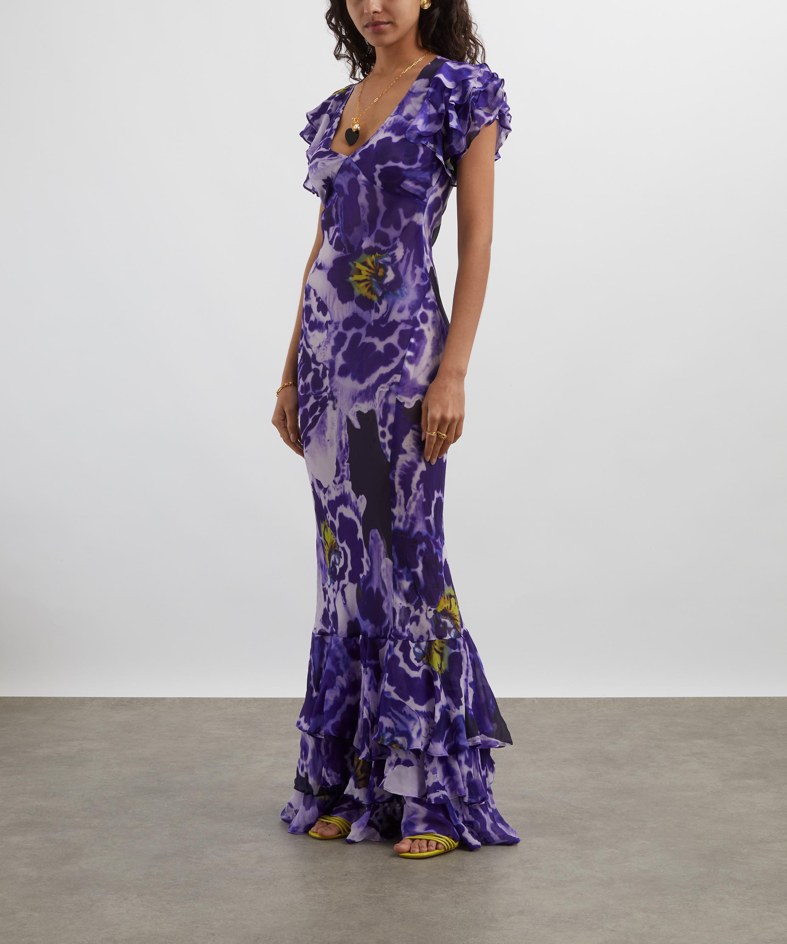 Rat & Boa - Lucille Blue Iris Orchid Ruffle Maxi Dress image number 1