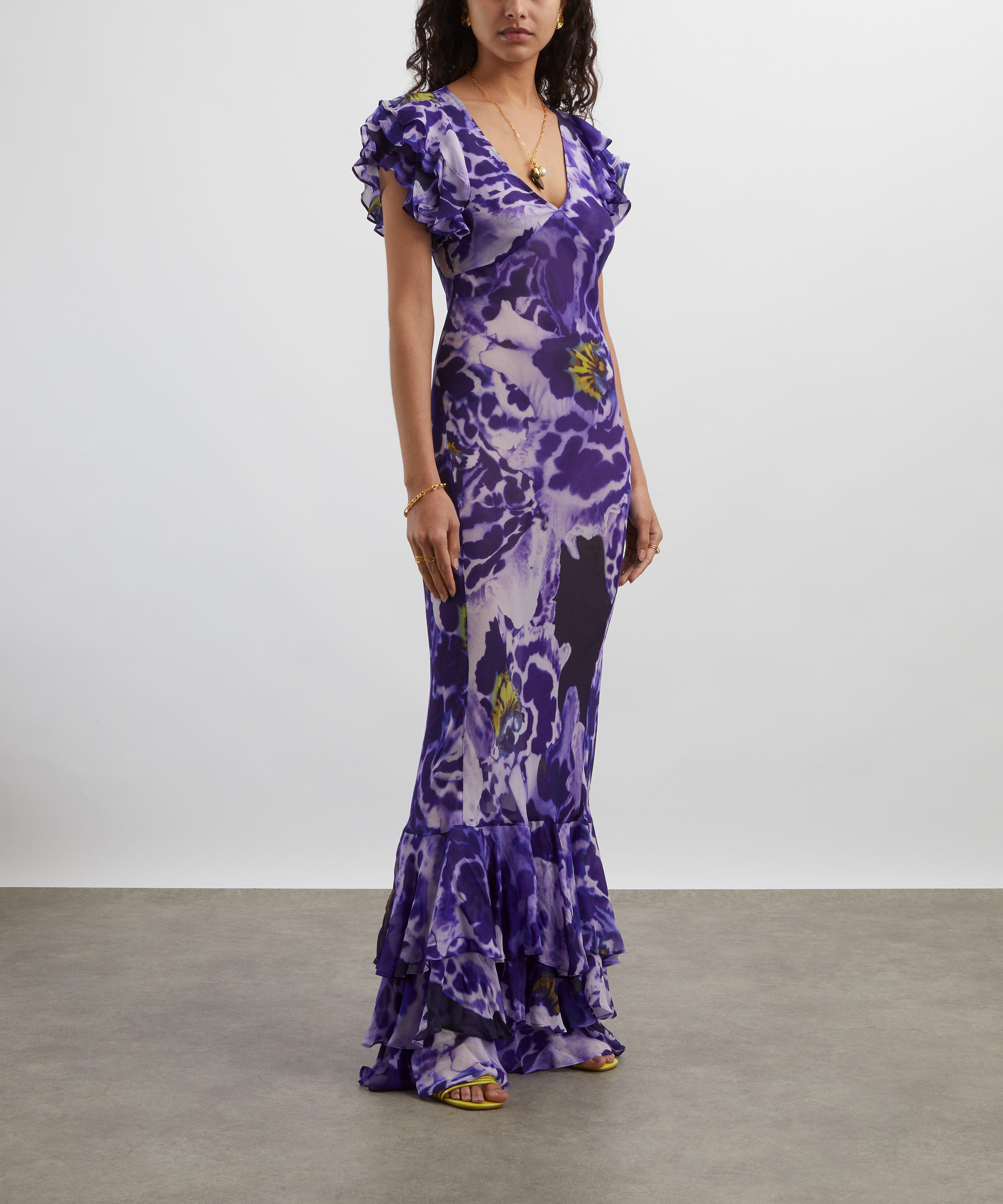 Rat & Boa - Lucille Blue Iris Orchid Ruffle Maxi Dress image number 2