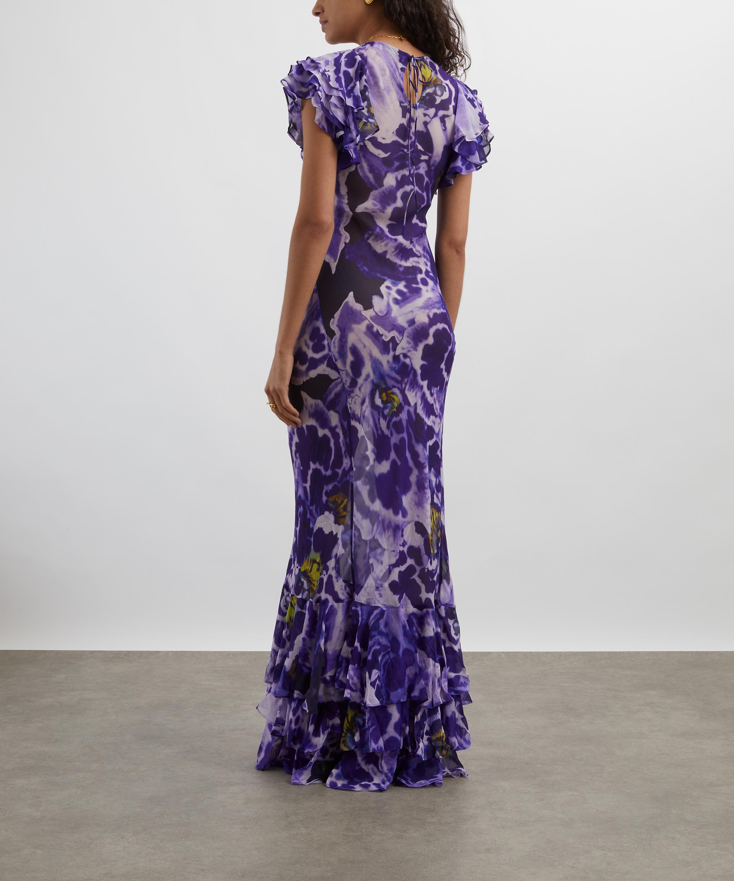 Rat & Boa - Lucille Blue Iris Orchid Ruffle Maxi Dress image number 3