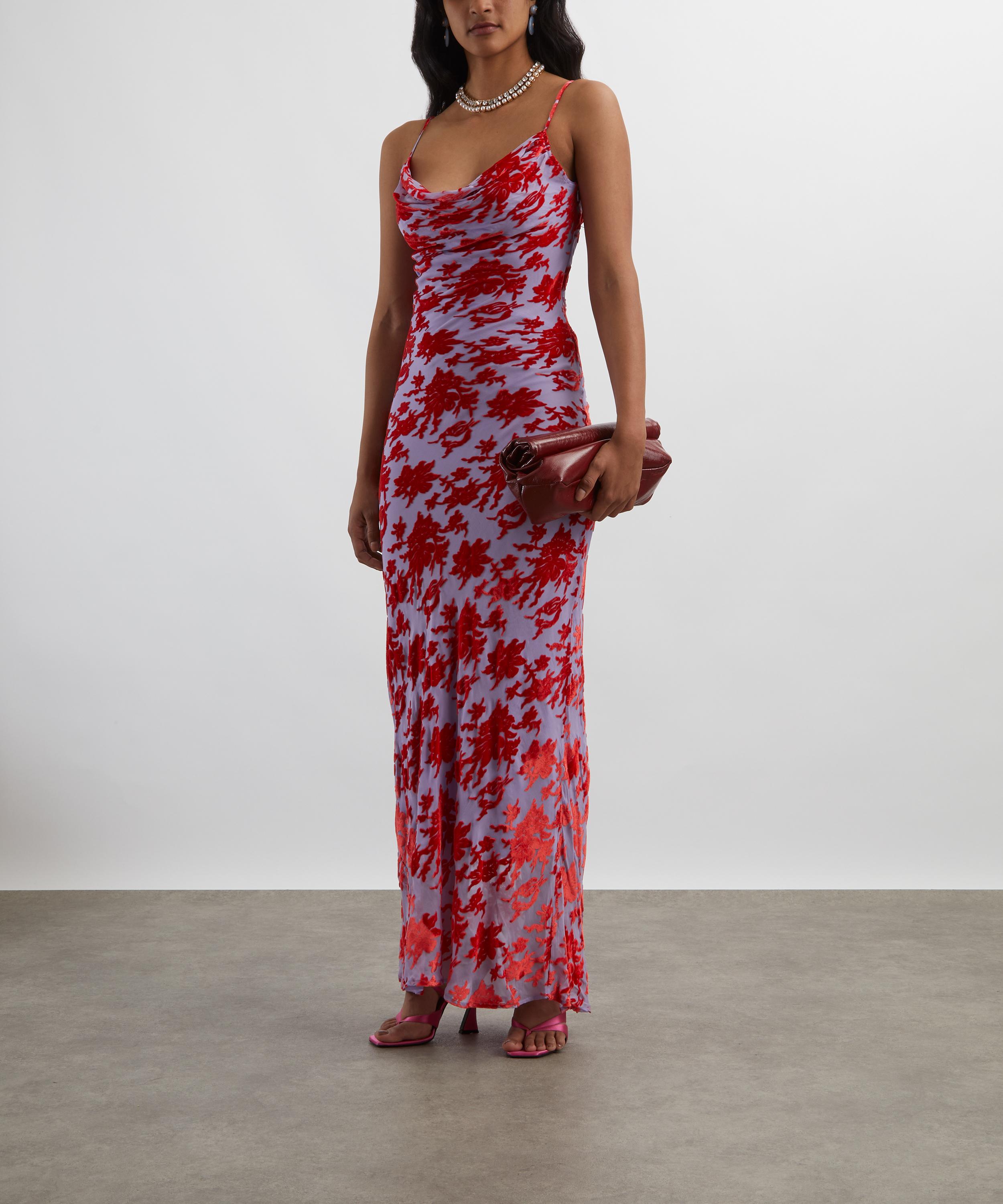 Rat & Boa - Athena Red Silk Devoreé Maxi Dress image number 1