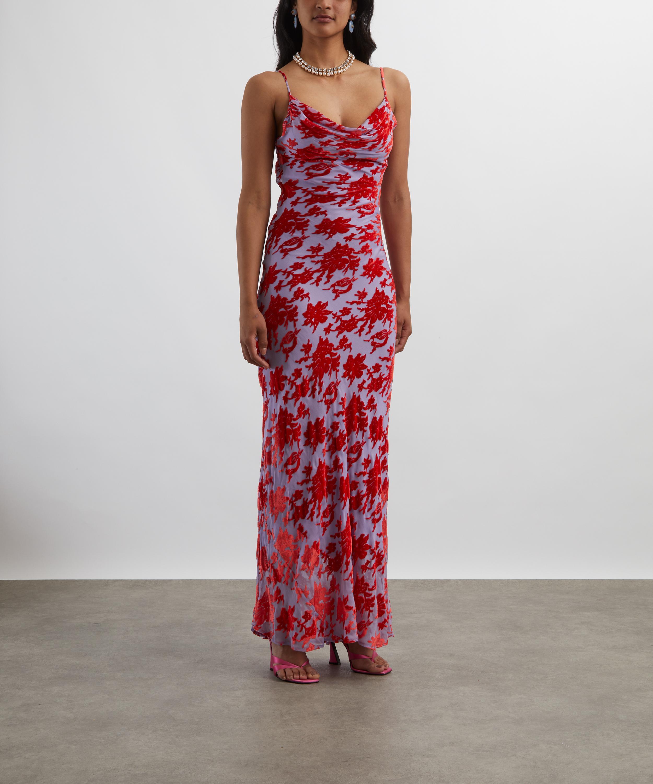 Rat & Boa - Athena Red Silk Devoreé Maxi Dress image number 2
