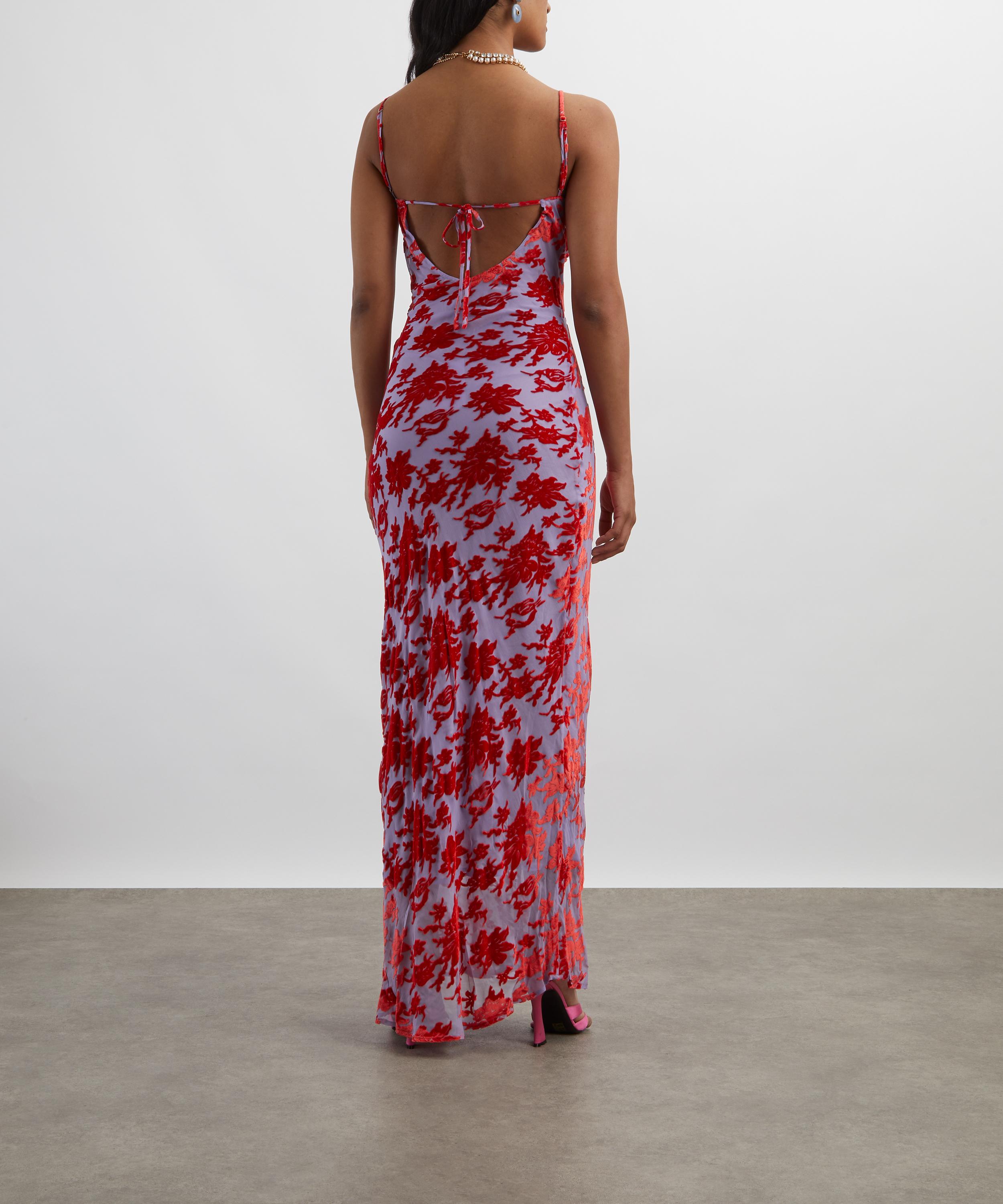 Rat & Boa - Athena Red Silk Devoreé Maxi Dress image number 3