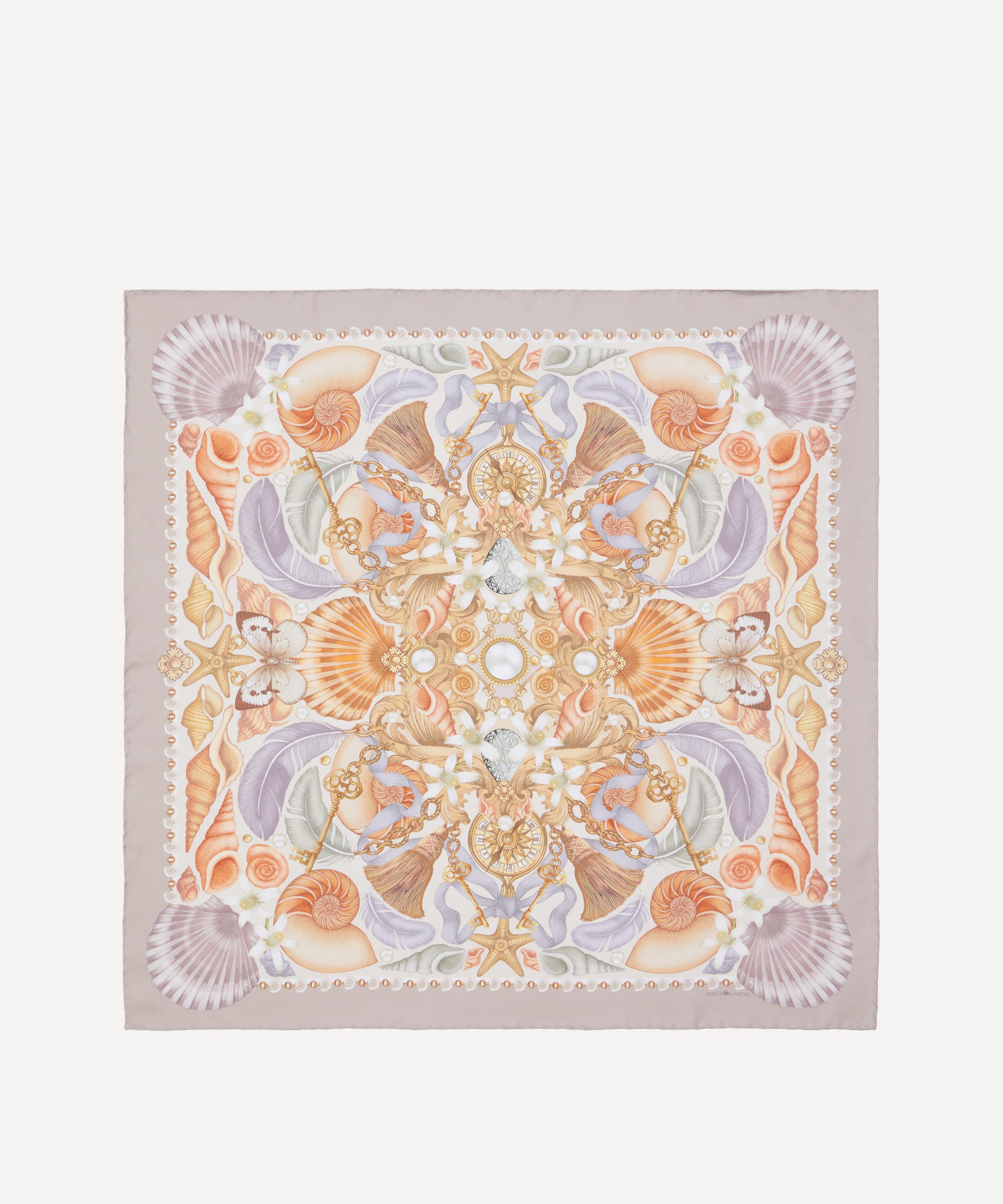Emily Carter - Shell and Starfish 65x65 Silk Scarf image number 0