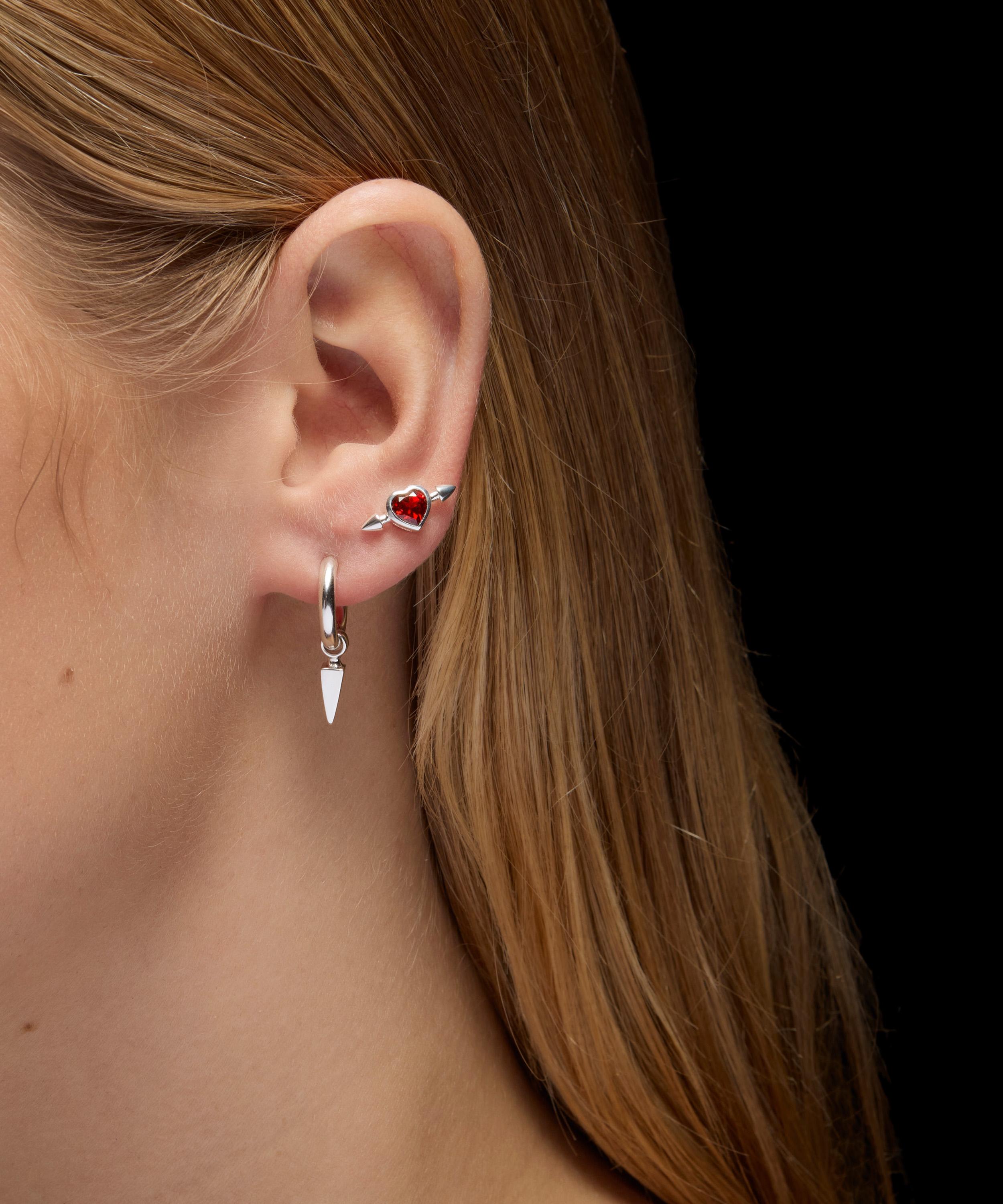 Maria Nilsdotter - Sterling Silver Pierced Heart Stud Earring image number 1