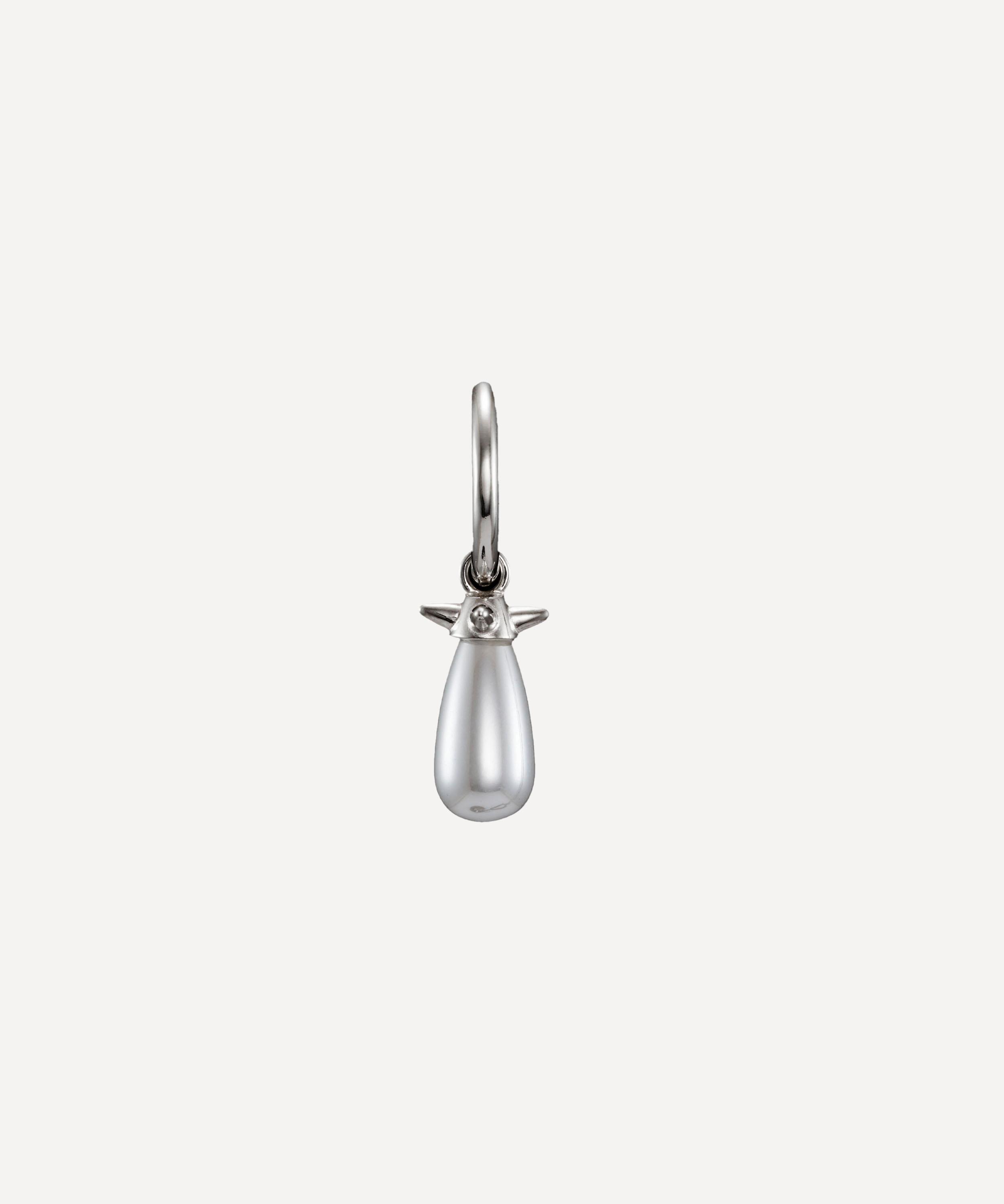 Maria Nilsdotter - Sterling Silver Pearl Tear Drop Hoop Earring image number 0
