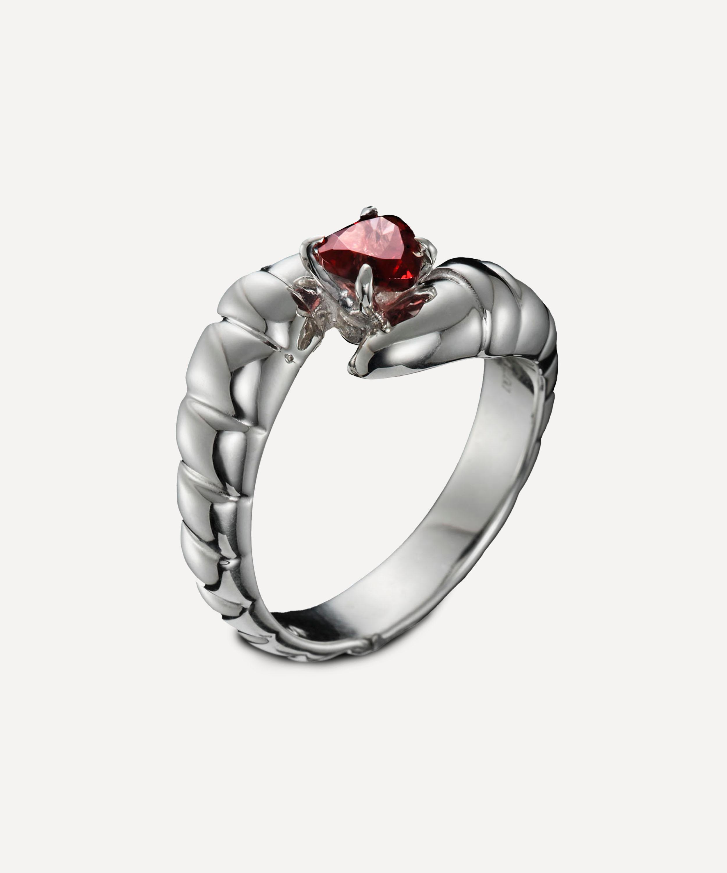 Maria Nilsdotter - Silver Claw Stone Heart Ring image number 2