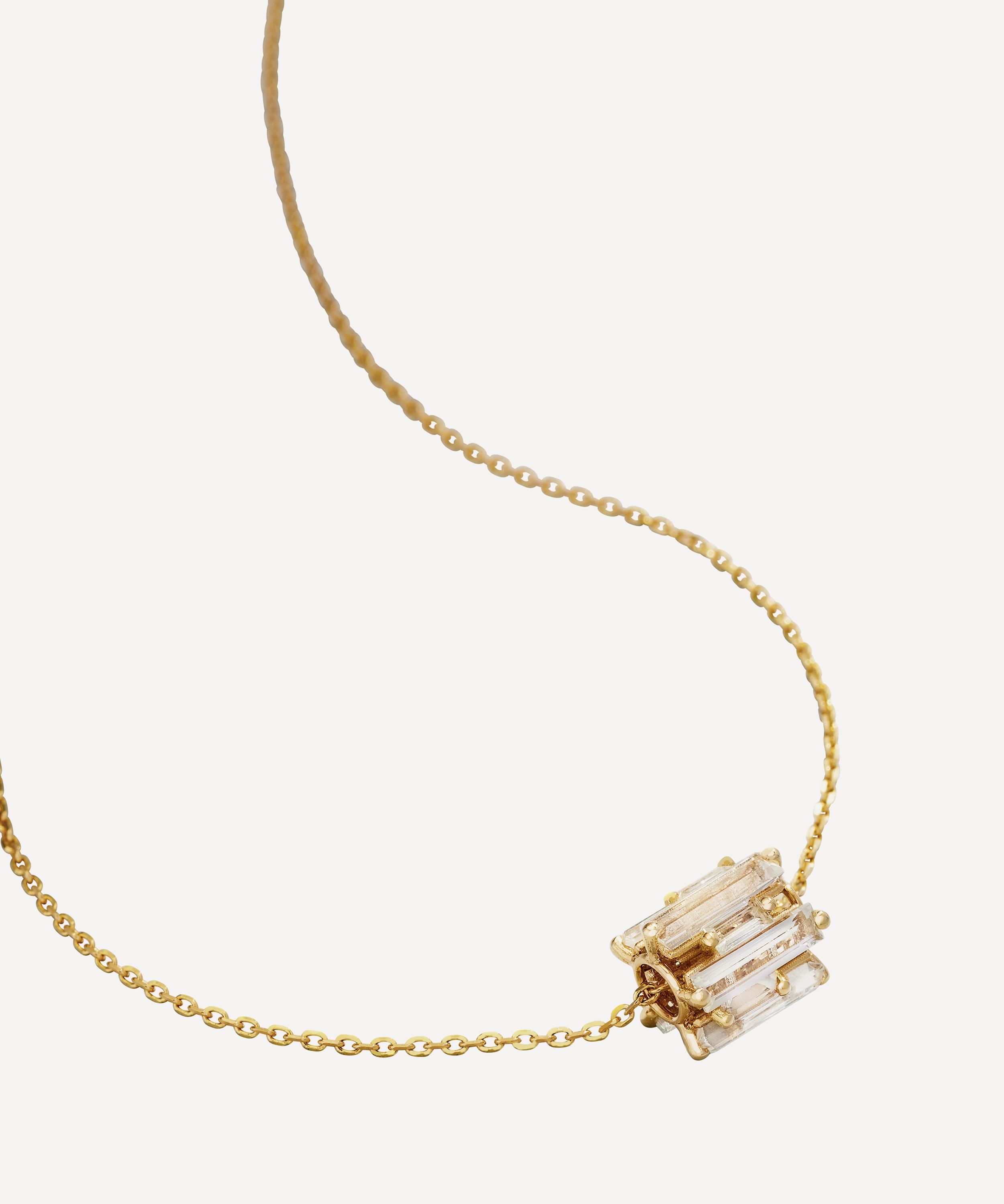 Suzanne Kalan - 14ct Gold Infinite White Topaz Rondelle Pendant Necklace image number 0