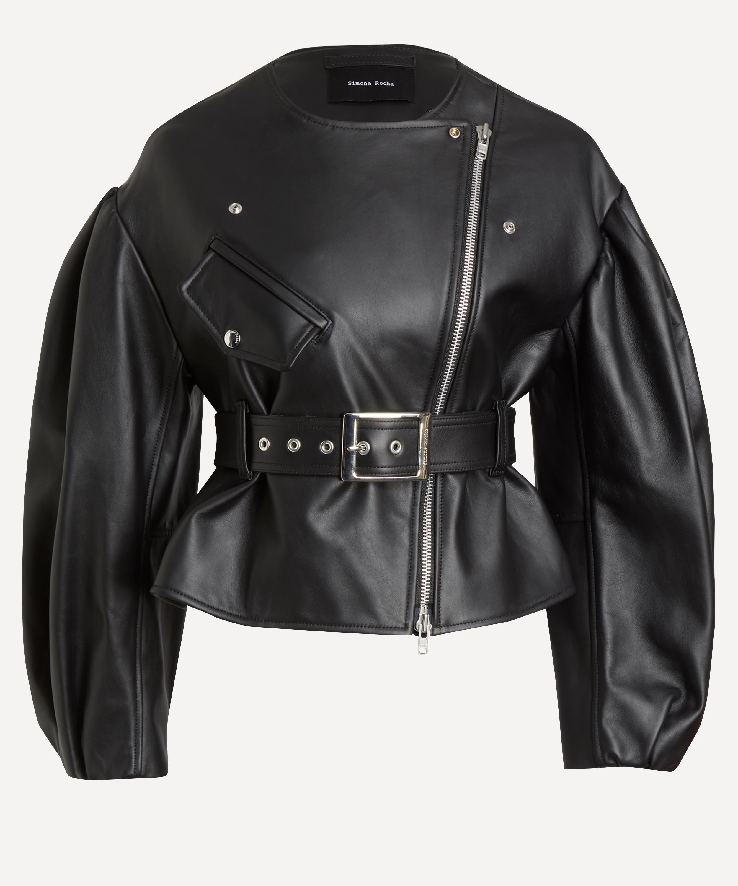 Simone Rocha - Cropped Sculpted Belt Detail Biker Jacket