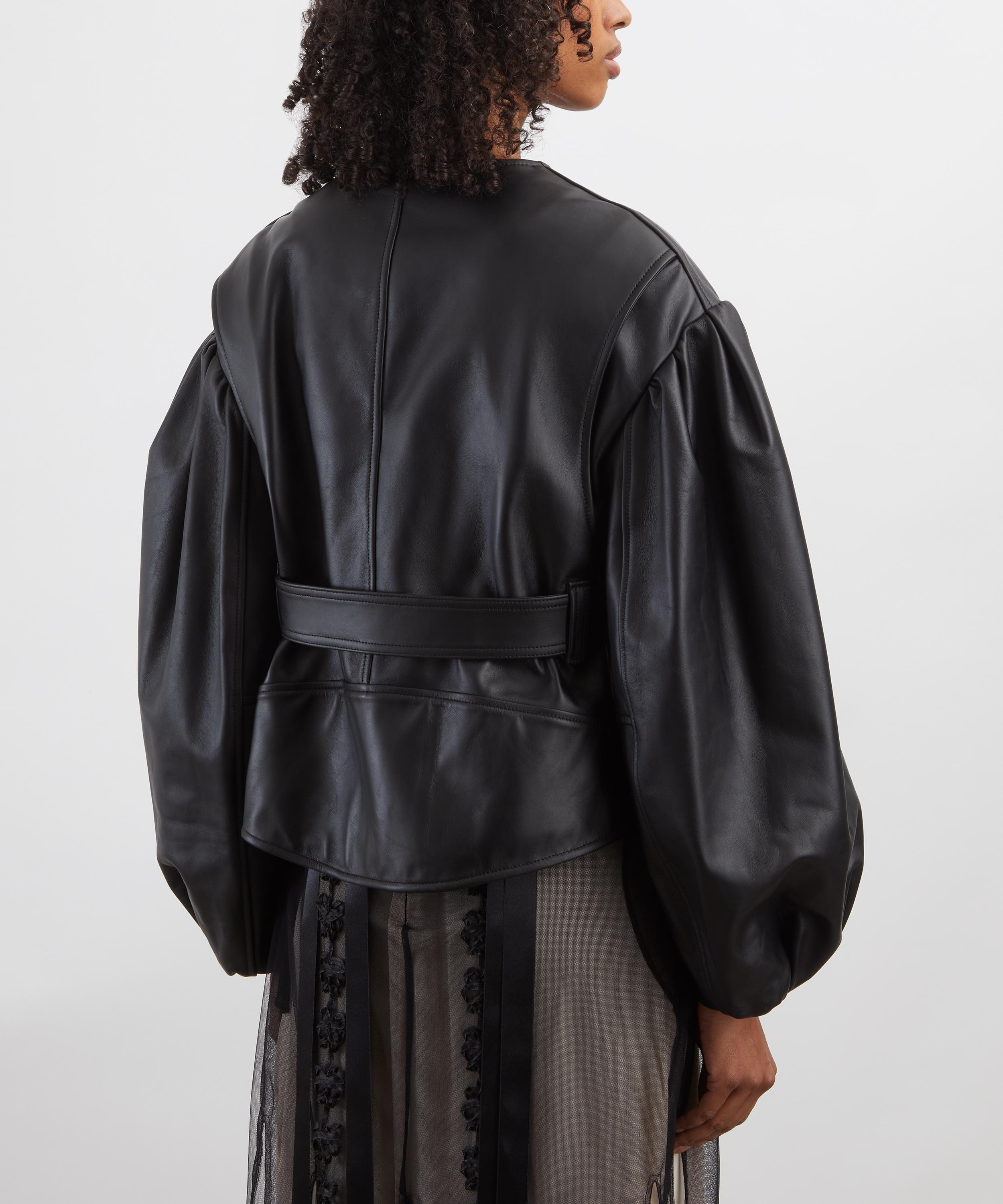 Simone Rocha - Cropped Sculpted Belt Detail Biker Jacket image number 3