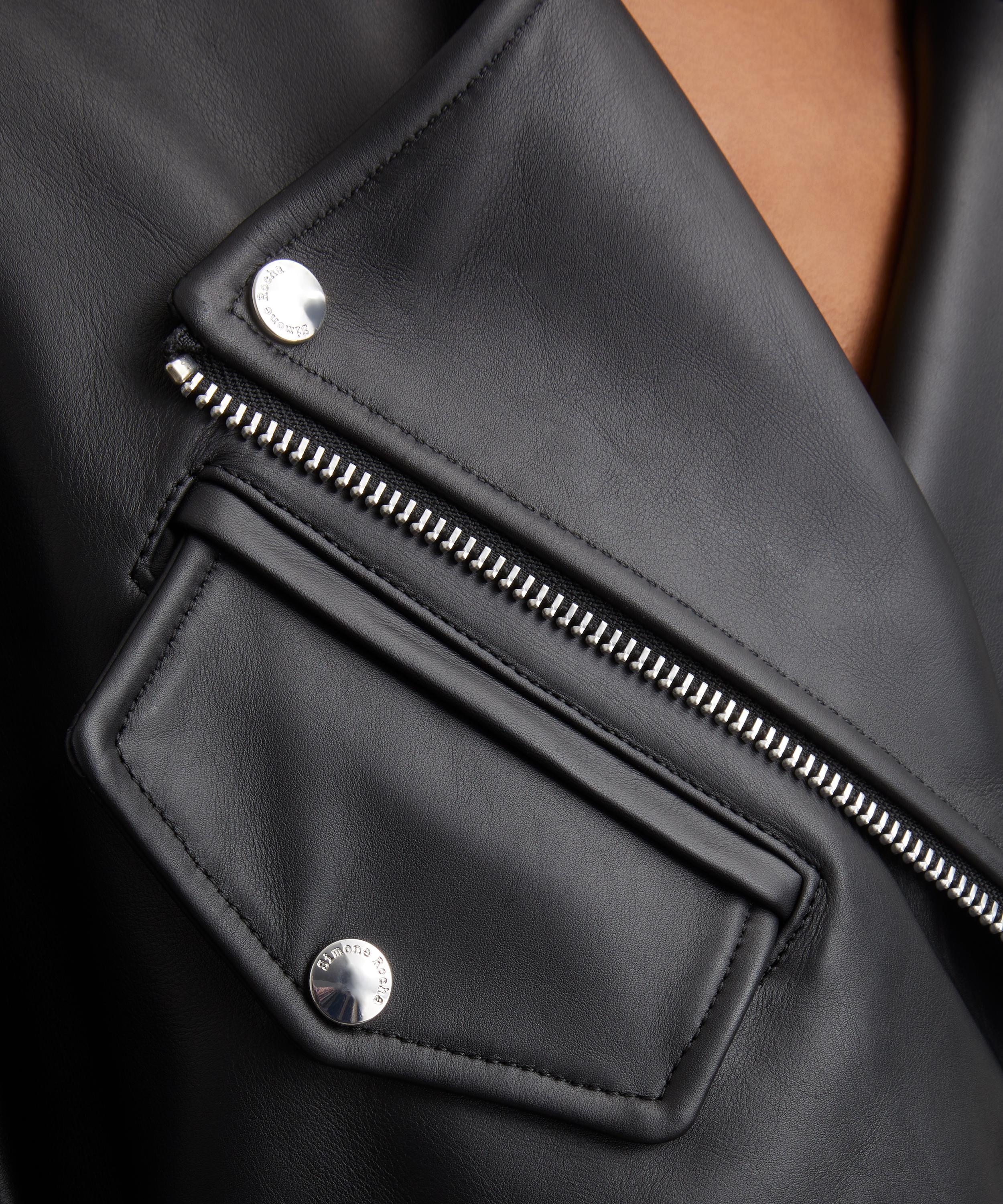 Simone Rocha - Cropped Sculpted Belt Detail Biker Jacket image number 4