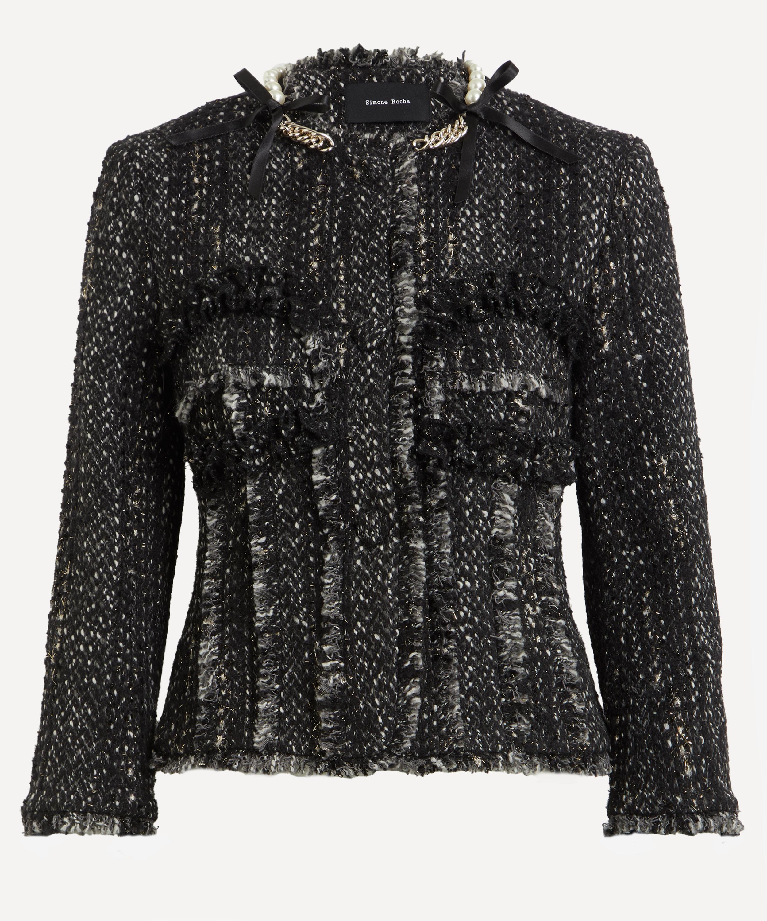 Simone Rocha - Embellished Sculpted Frill Bust Fray Jacket image number 0