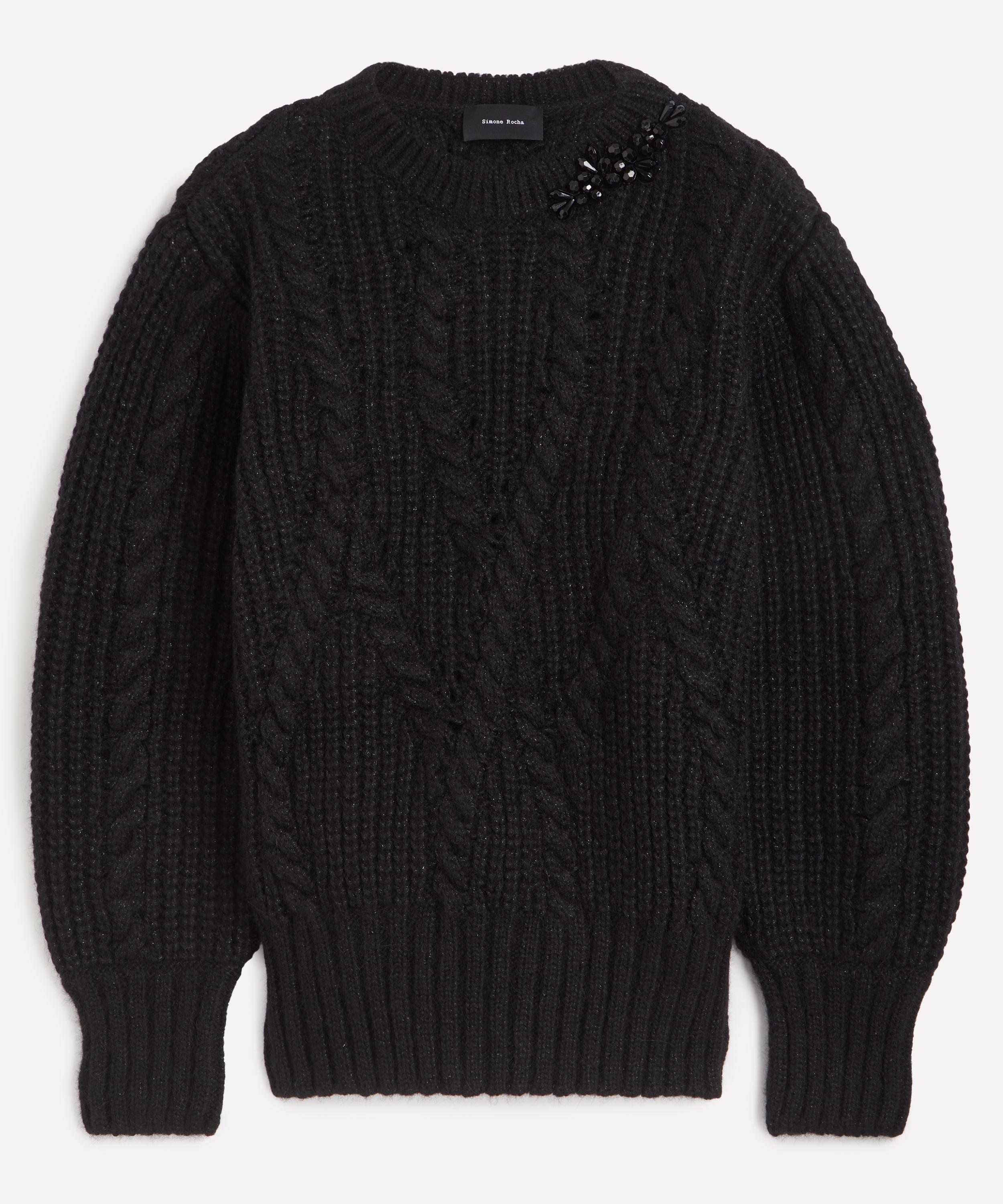 Simone Rocha - Embellished Puff-Sleeve Chunky Knit Jumper image number 0