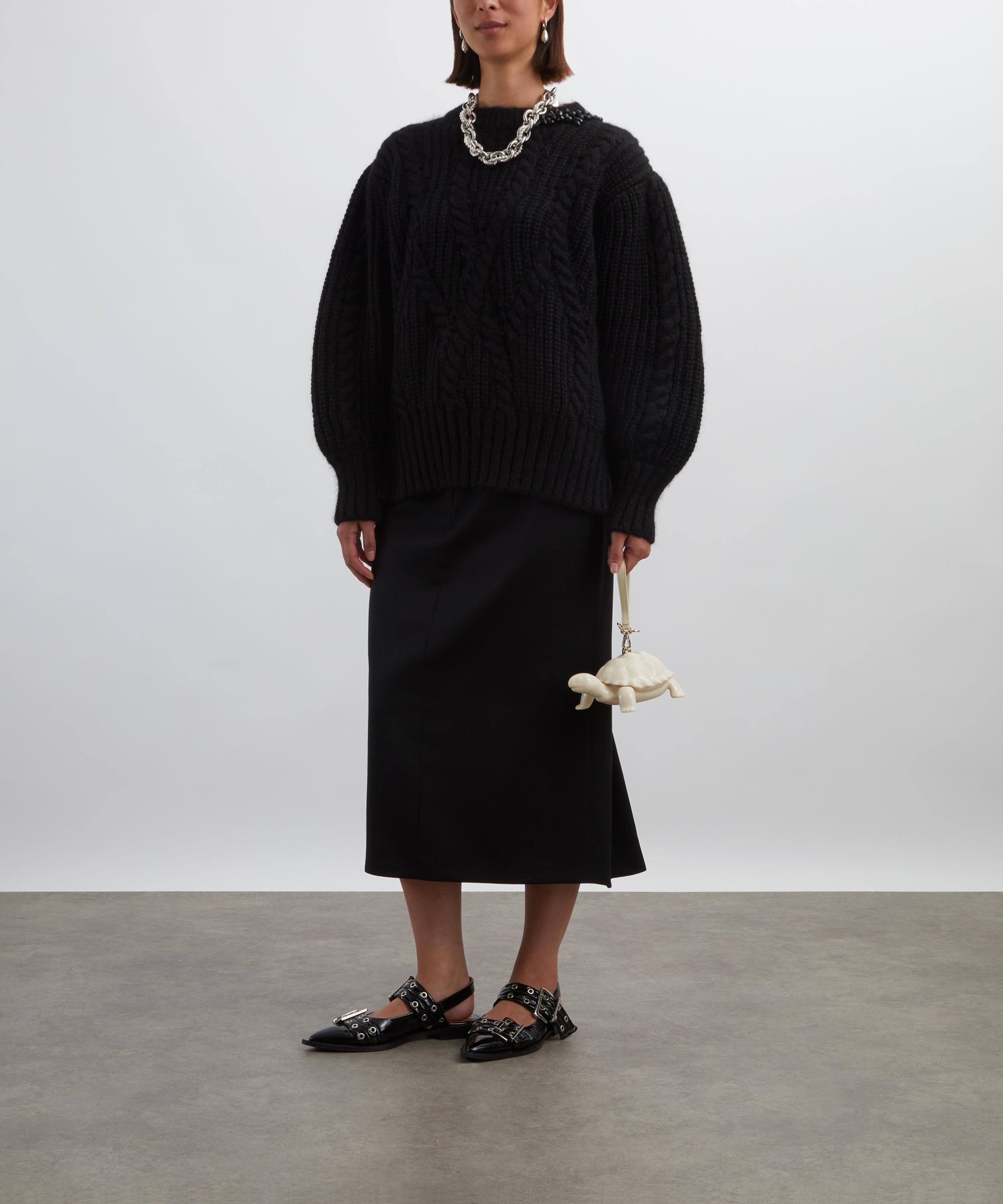 Simone Rocha - Embellished Puff-Sleeve Chunky Knit Jumper image number 1