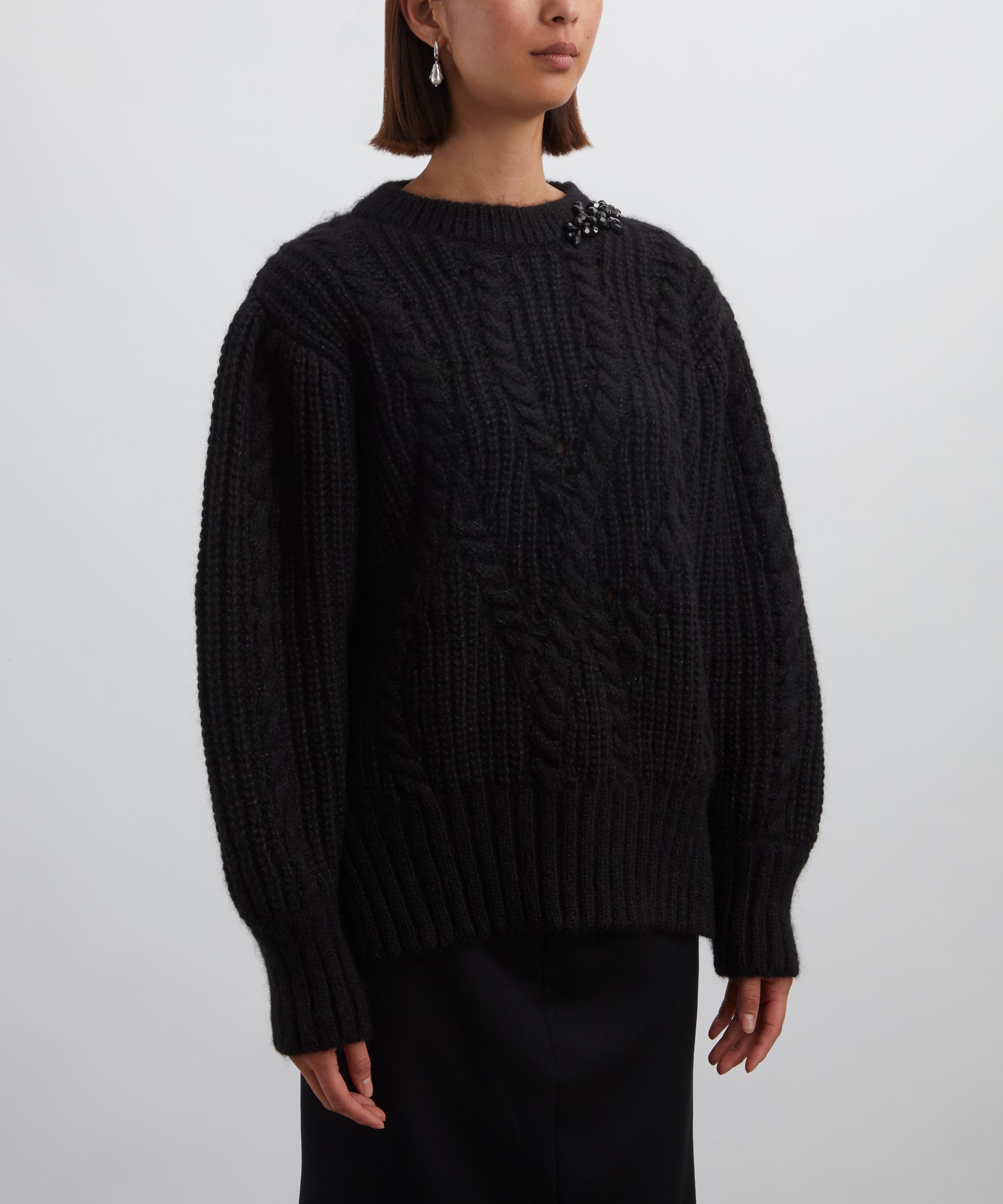 Simone Rocha - Embellished Puff-Sleeve Chunky Knit Jumper image number 2
