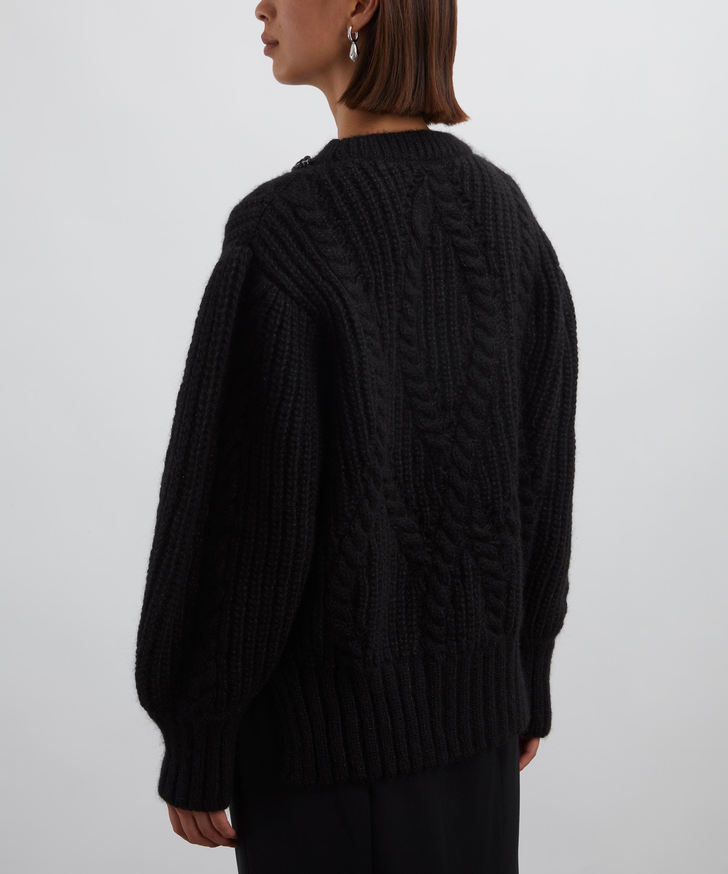 Simone Rocha - Embellished Puff-Sleeve Chunky Knit Jumper image number 3