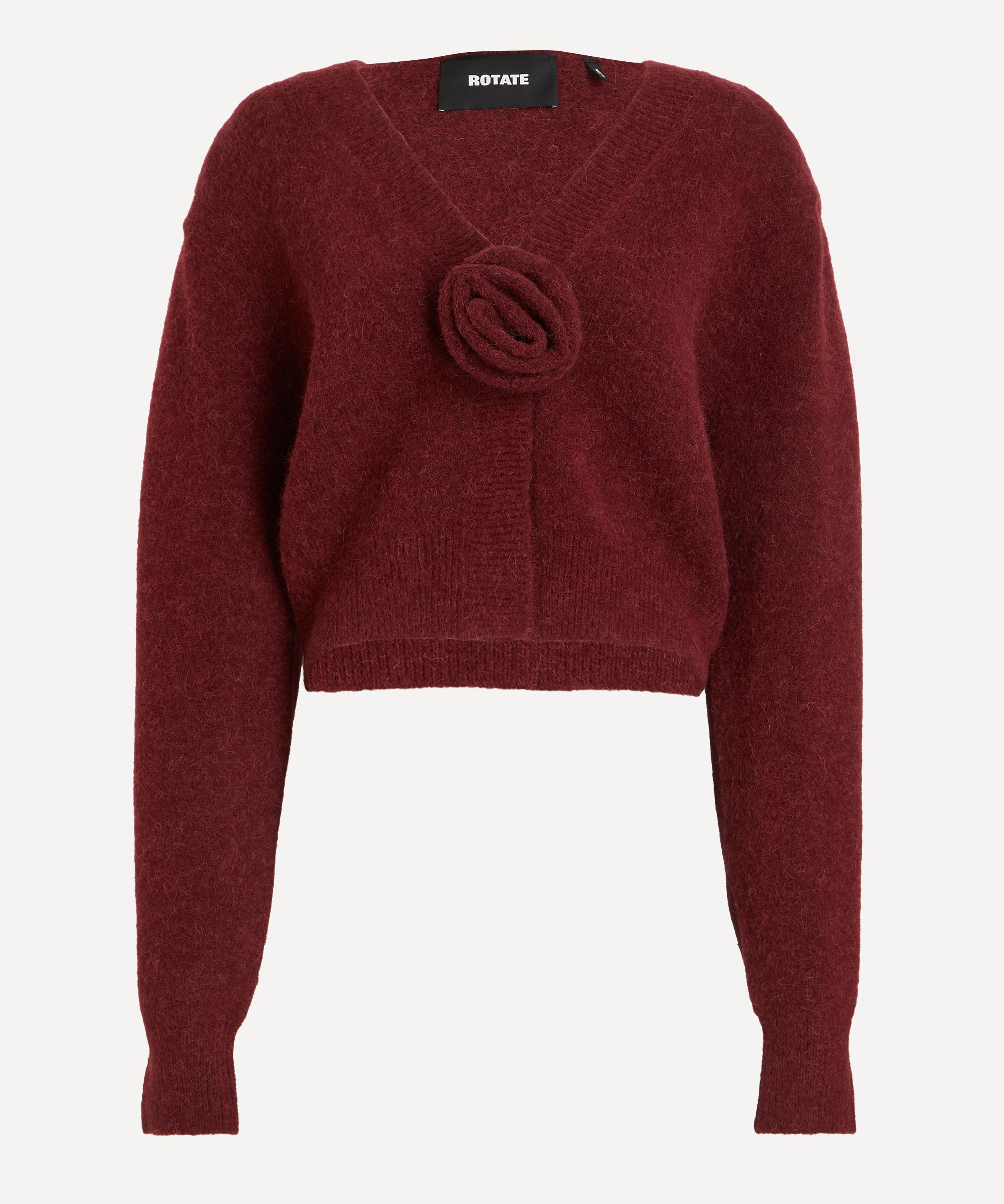 ROTATE Birger Christensen - Bordeaux Knit Puff-Sleeve Cardigan image number 0