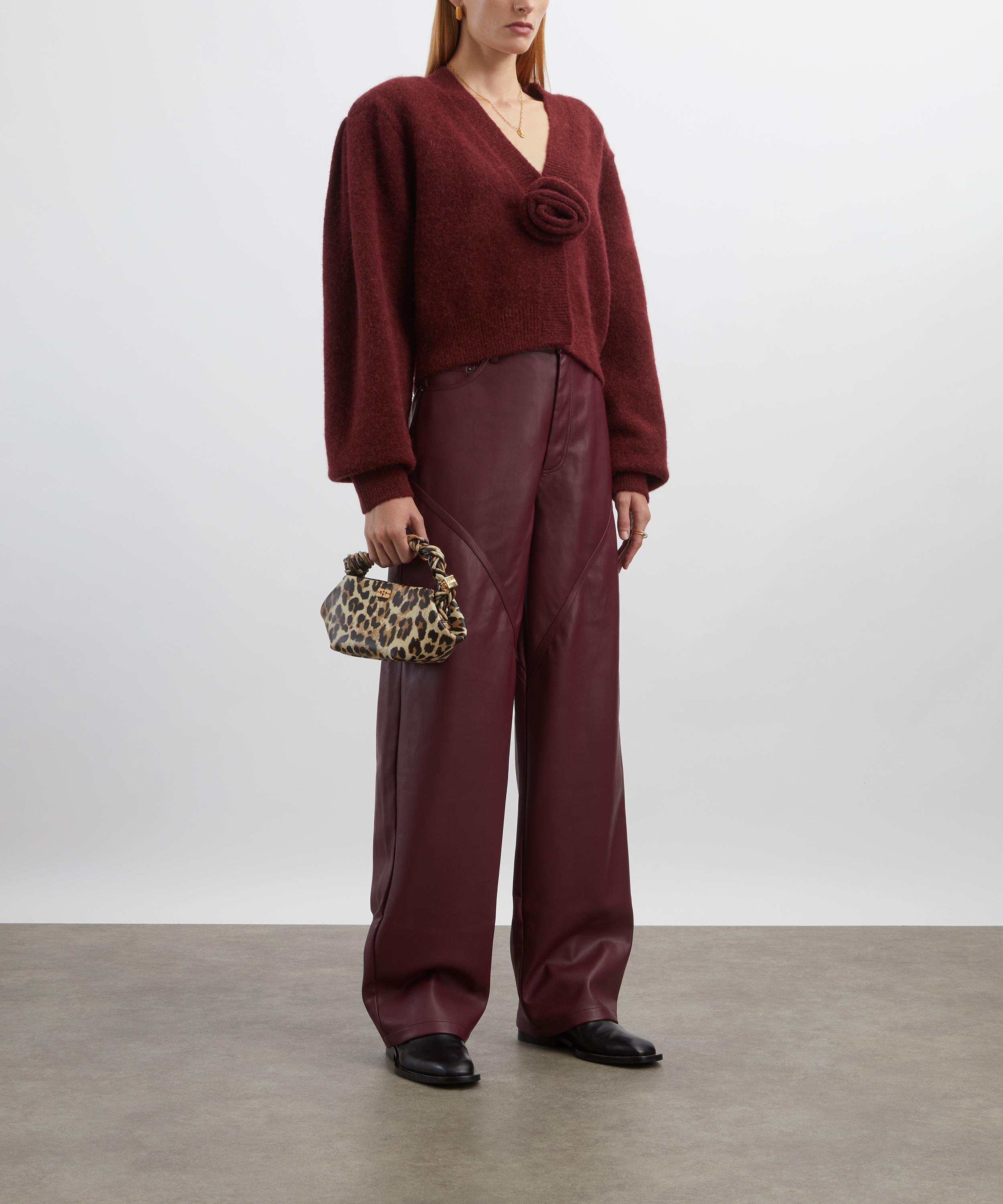 ROTATE Birger Christensen - Bordeaux Knit Puff-Sleeve Cardigan image number 1