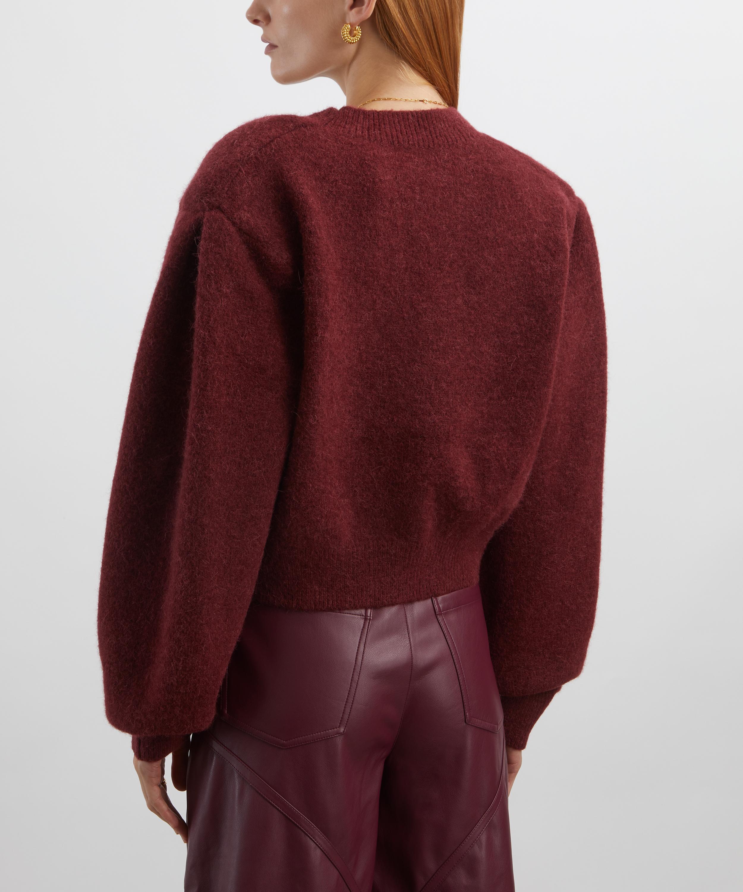 ROTATE Birger Christensen - Bordeaux Knit Puff-Sleeve Cardigan image number 3