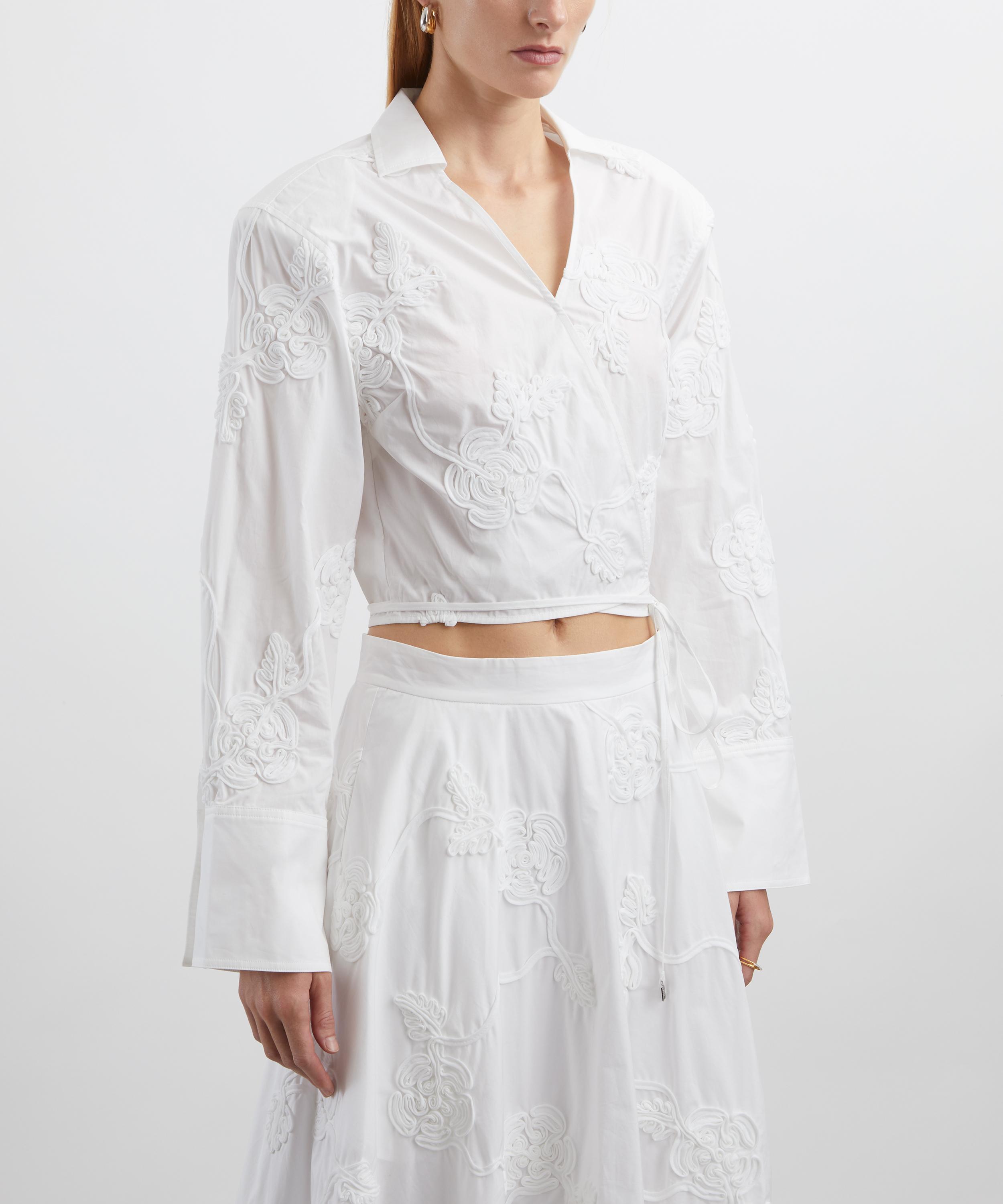 ROTATE Birger Christensen - Bright White Flower Wrap Shirt image number 2