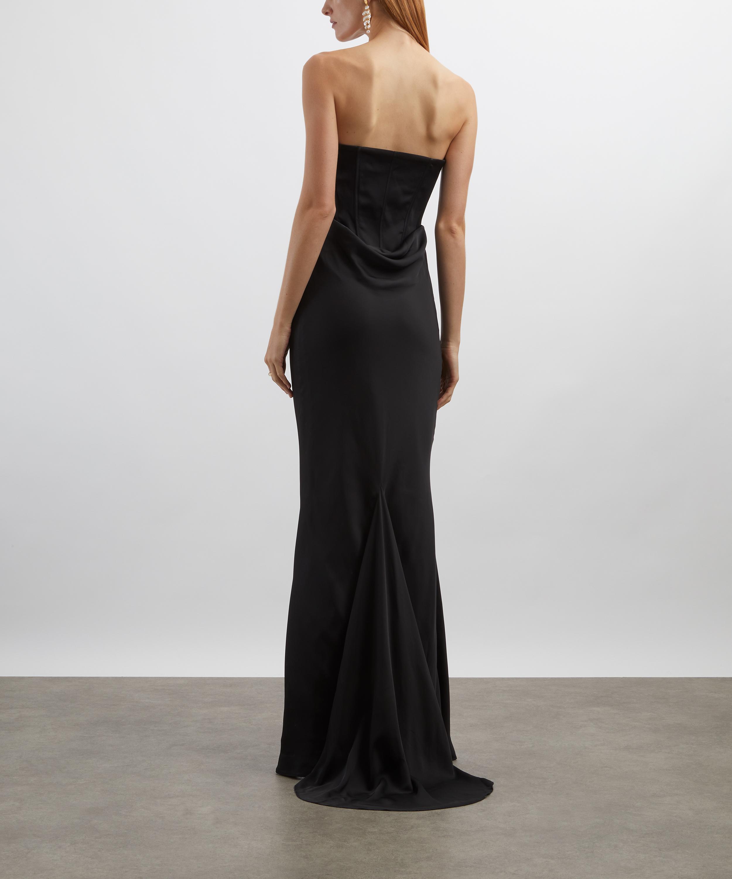 ROTATE Birger Christensen - Black Satin Corset Maxi Dress image number 3