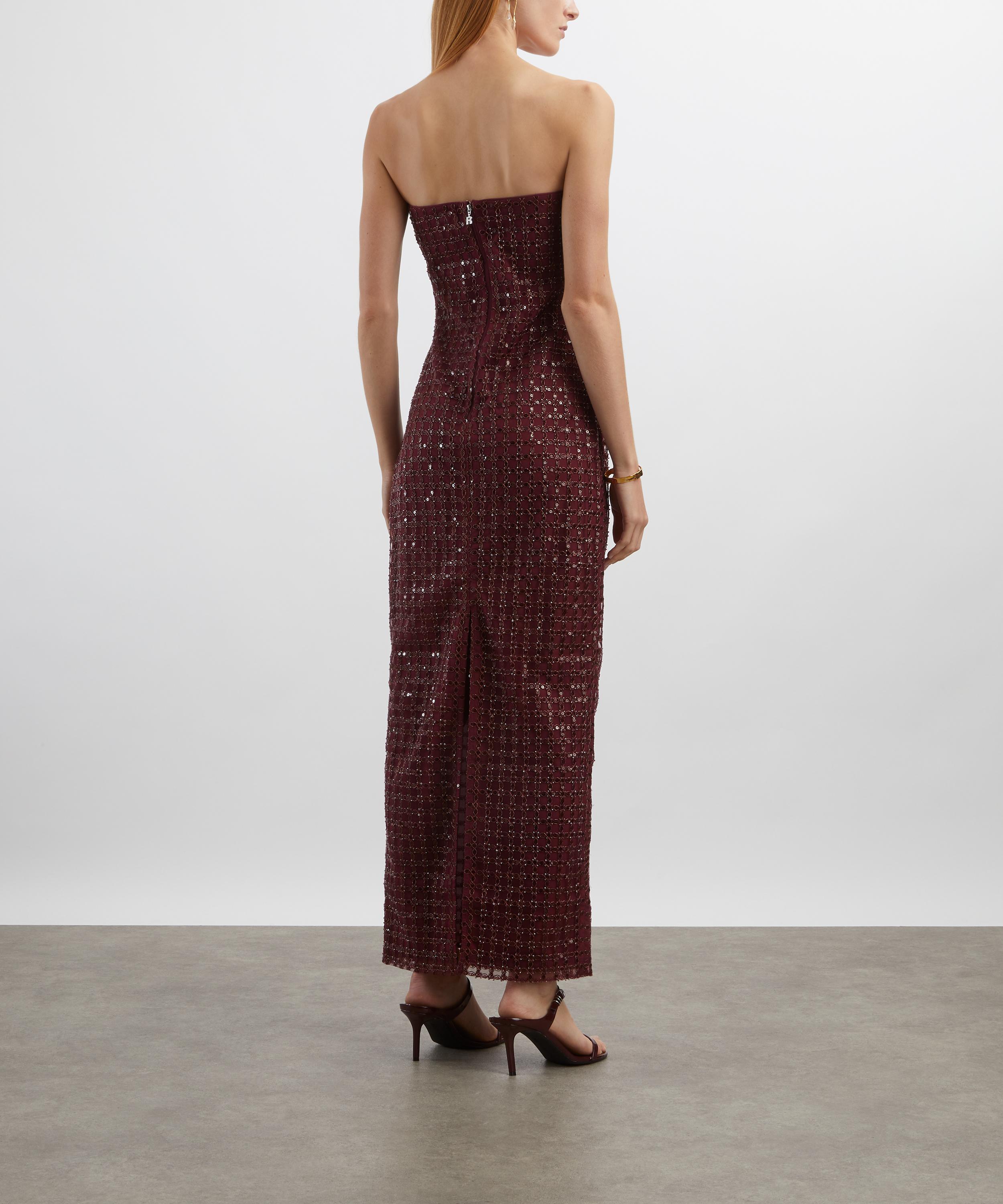 ROTATE Birger Christensen - Bordeaux Beaded Maxi Tube Dress image number 3