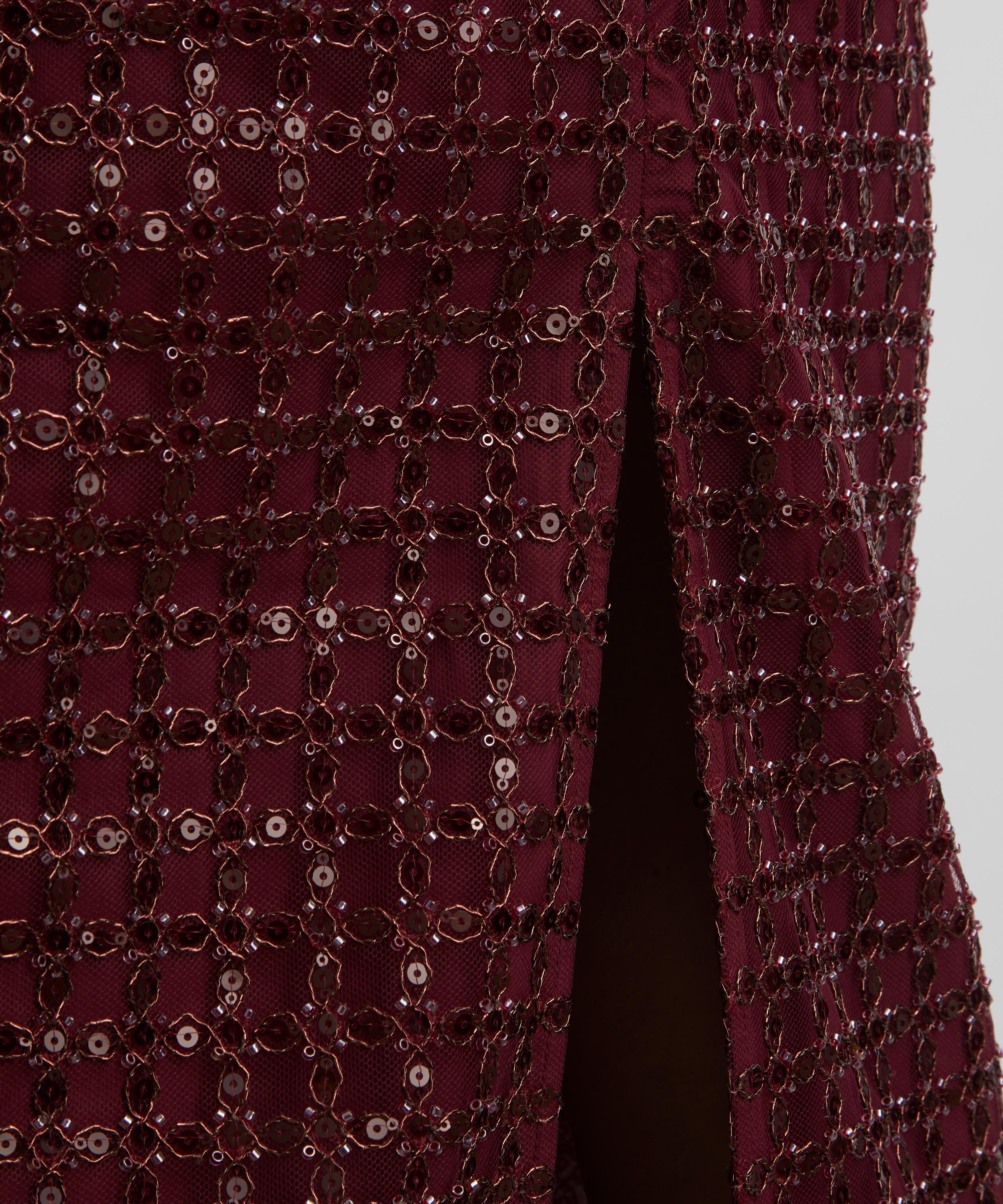 ROTATE Birger Christensen - Bordeaux Beaded Maxi Tube Dress image number 4