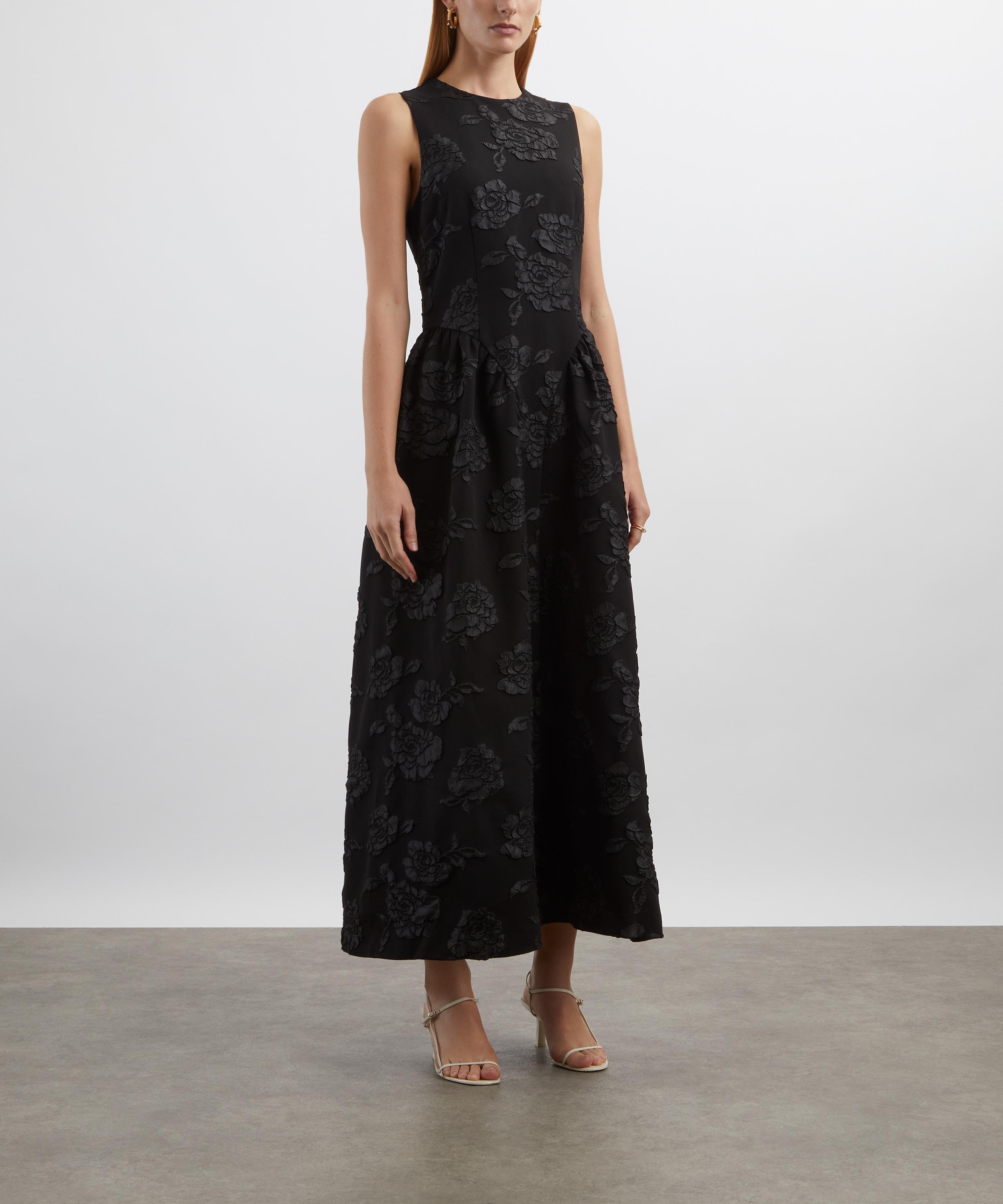 ROTATE Birger Christensen - Black Jacquard Midi Dress image number 2