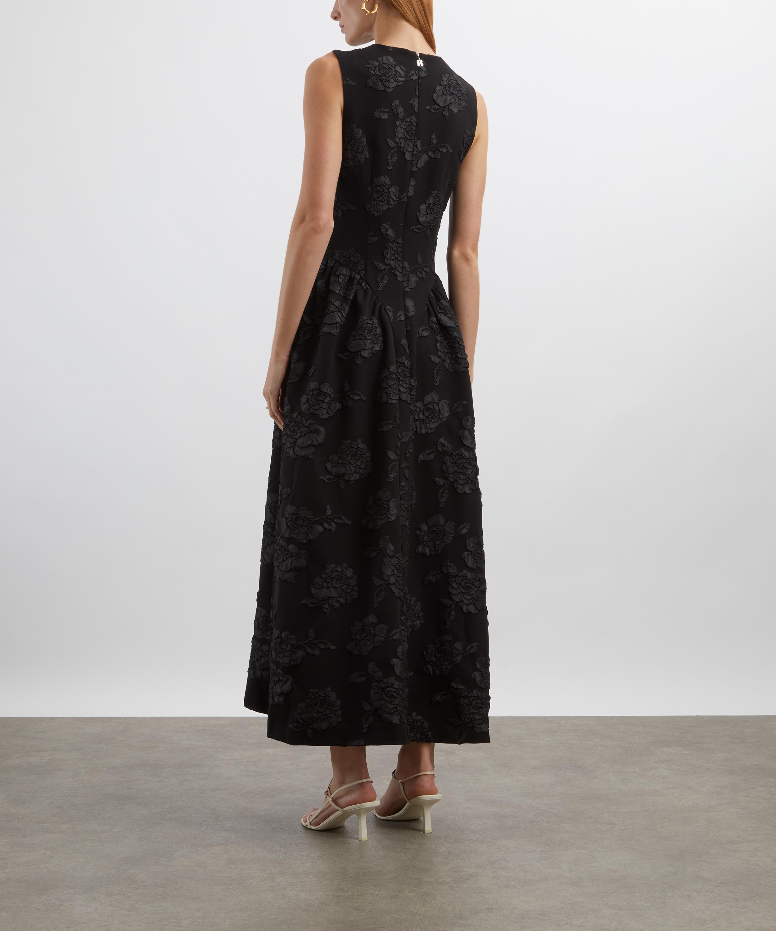 ROTATE Birger Christensen - Black Jacquard Midi Dress image number 3