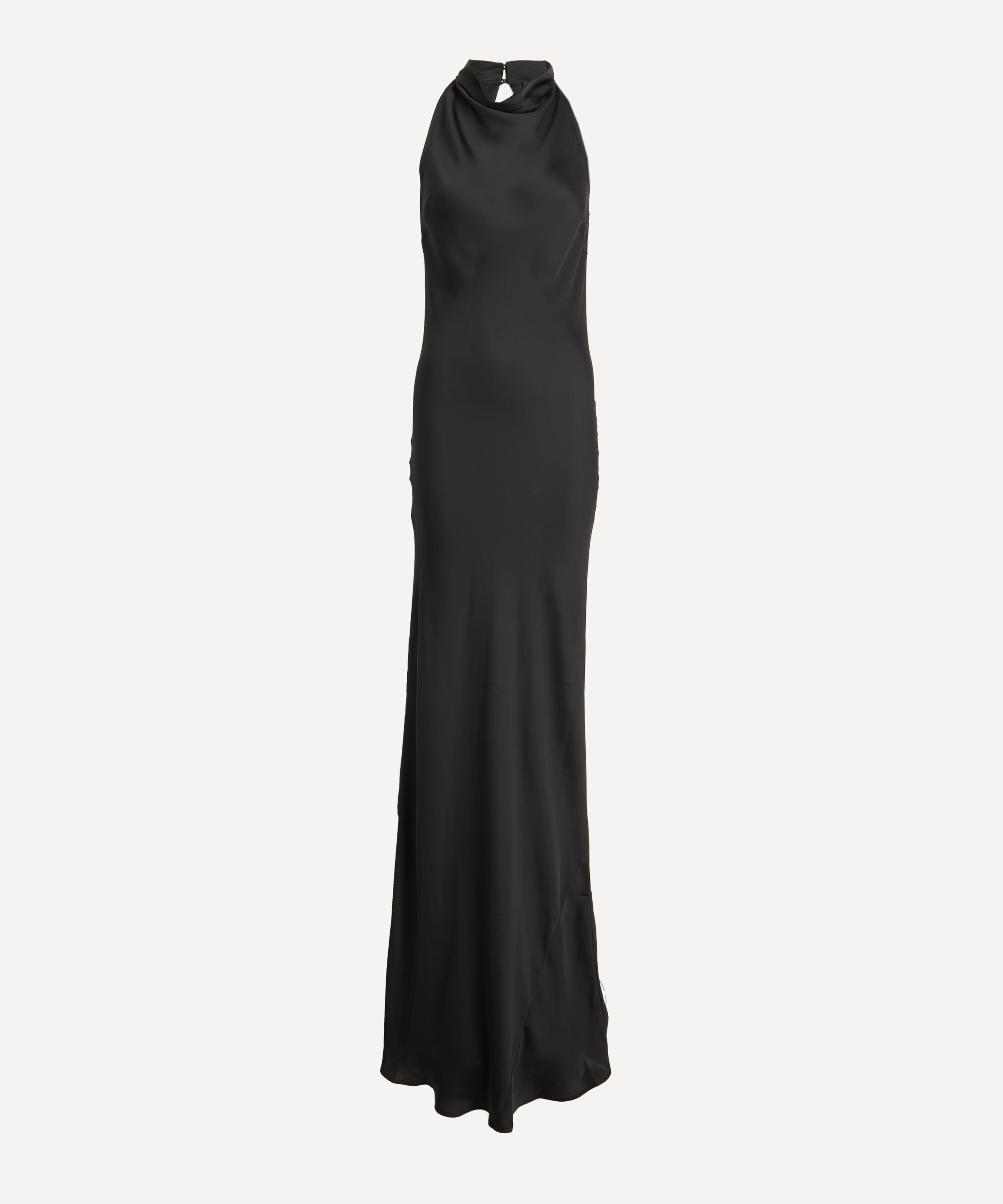ROTATE Birger Christensen - Black Satin Maxi Dress image number 0
