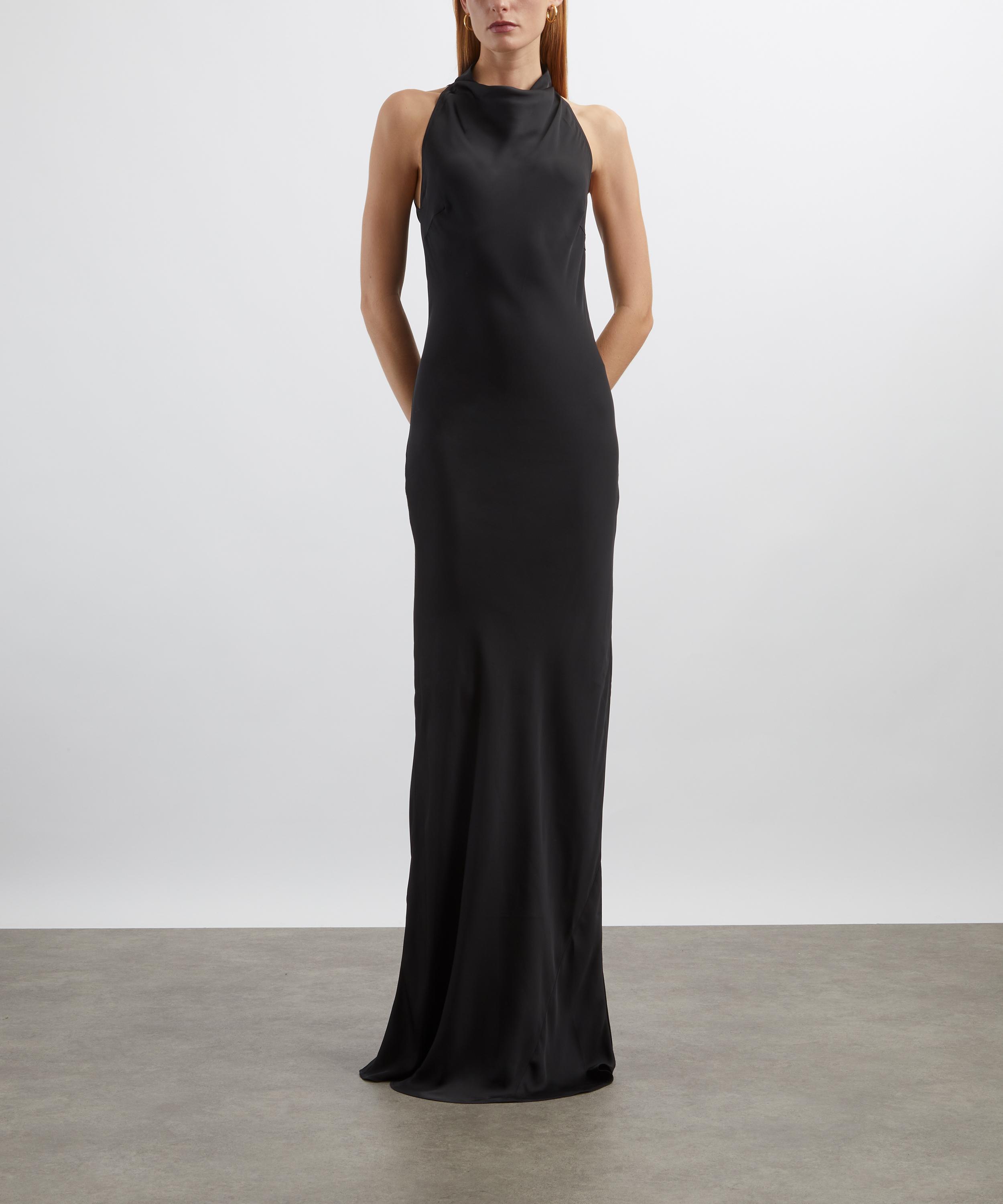 ROTATE Birger Christensen - Black Satin Maxi Dress image number 2