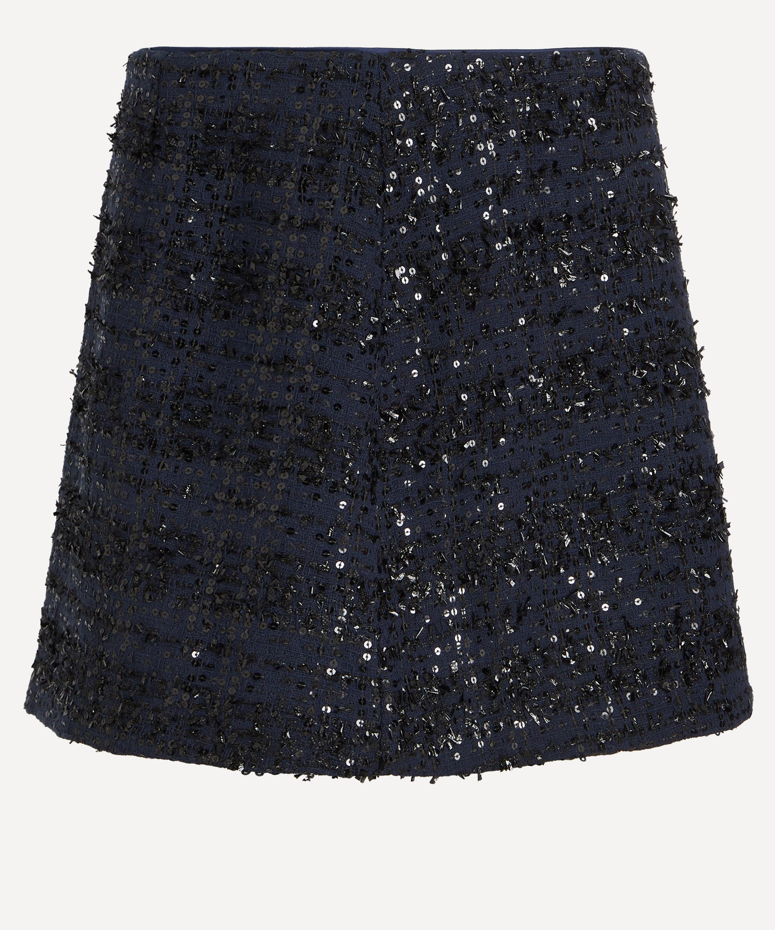 ROTATE Birger Christensen - Dark Blue Bouclé Mini Skirt