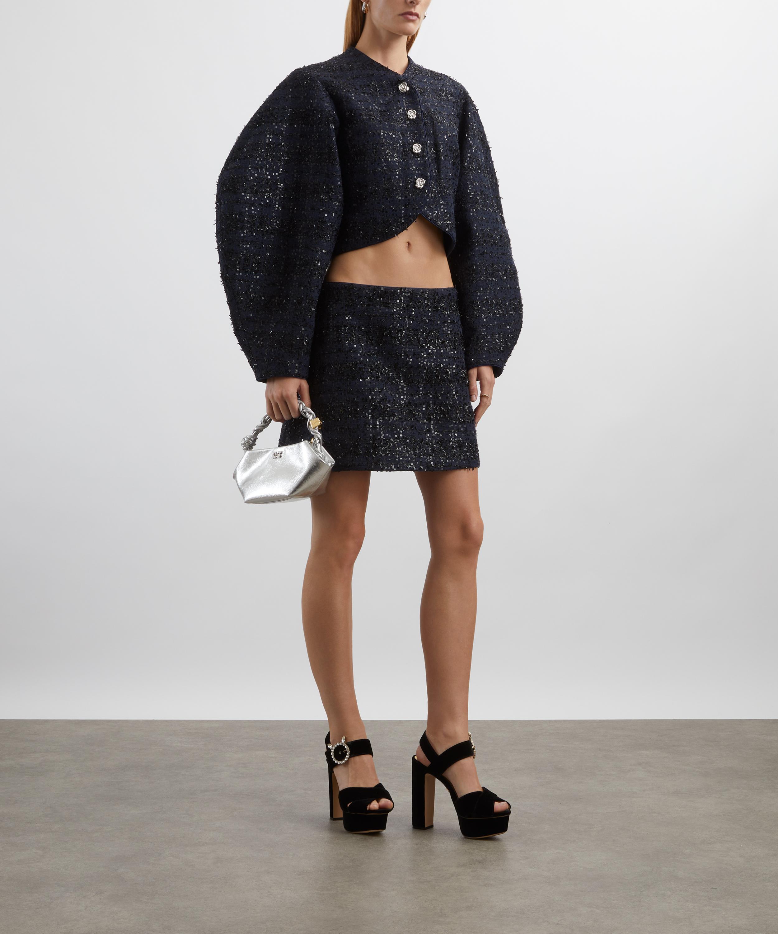 ROTATE Birger Christensen - Dark Blue Bouclé Mini Skirt image number 1