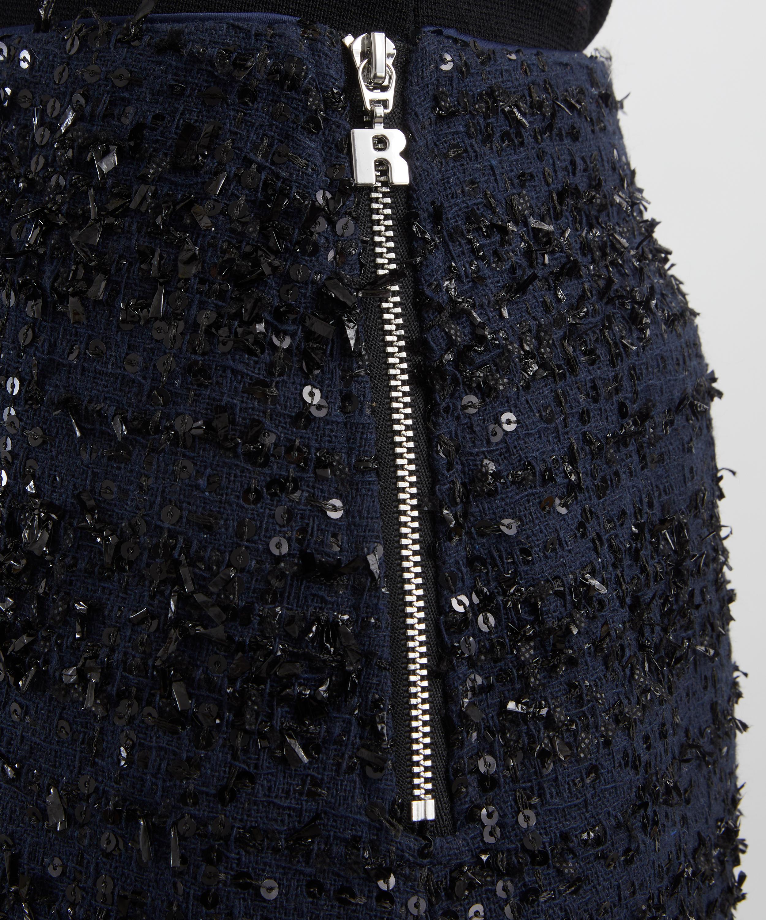 ROTATE Birger Christensen - Dark Blue Bouclé Mini Skirt image number 4