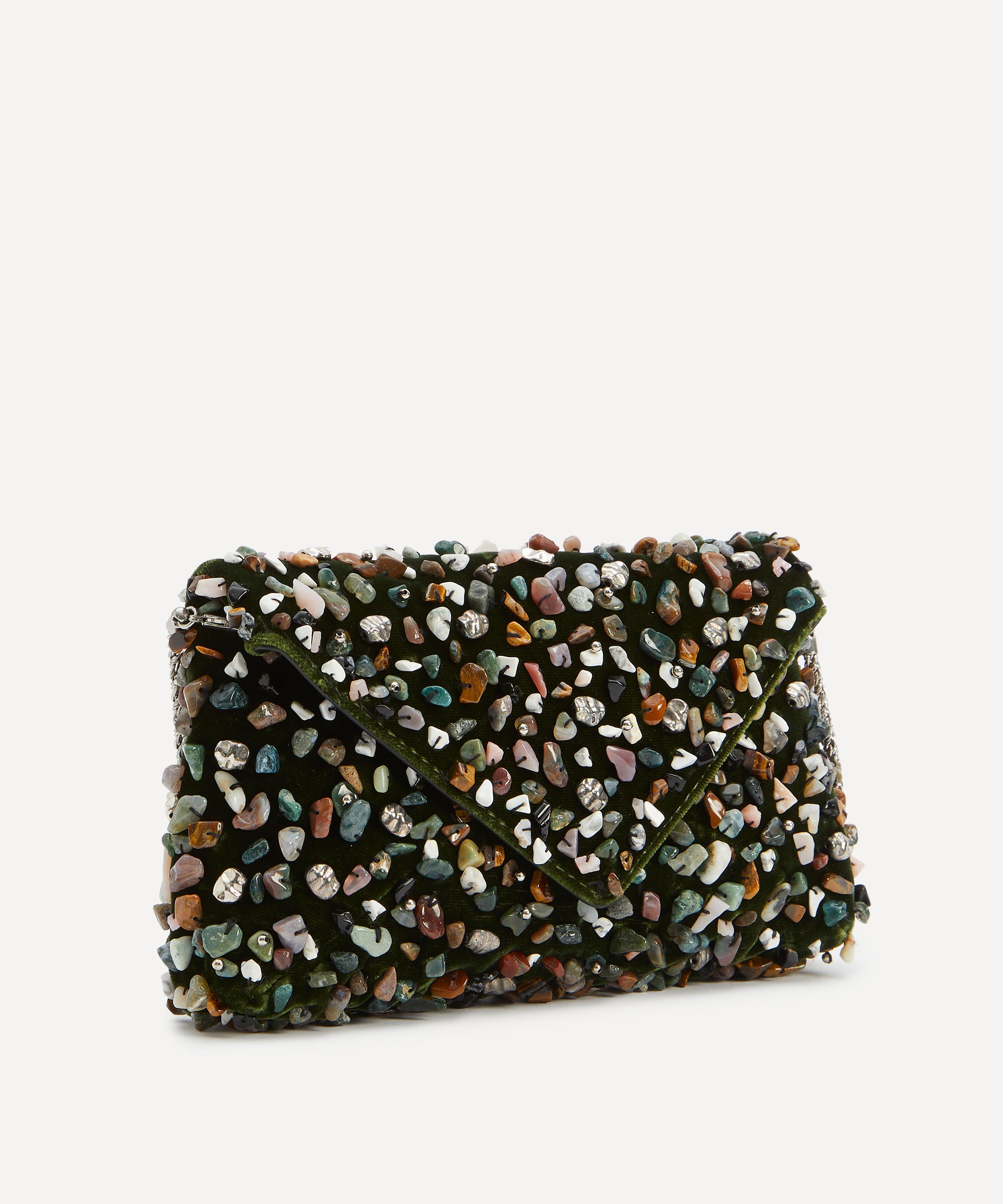 Dries Van Noten - Embellished Envelope Clutch in Olive image number 2