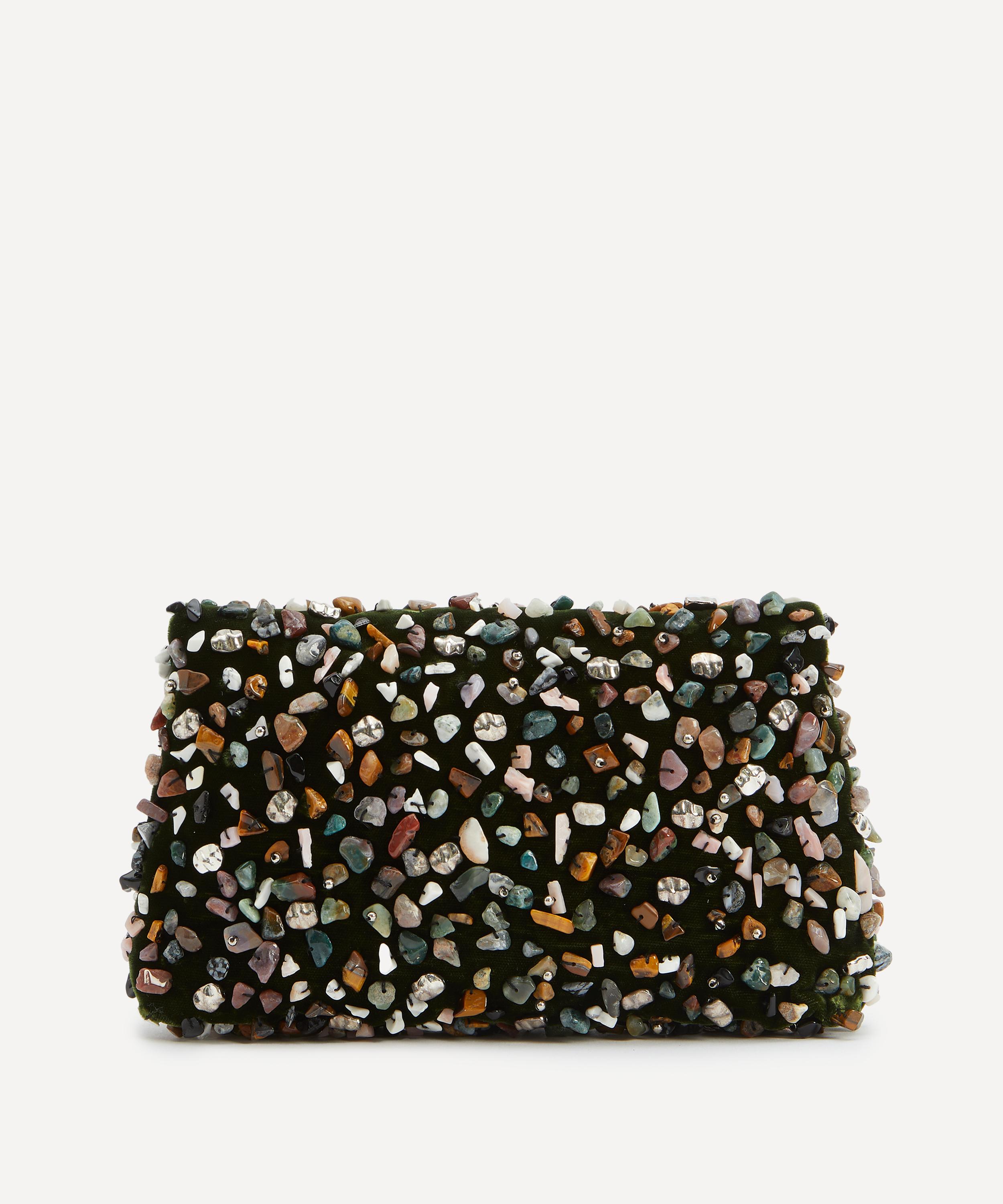 Dries Van Noten - Embellished Envelope Clutch in Olive image number 3