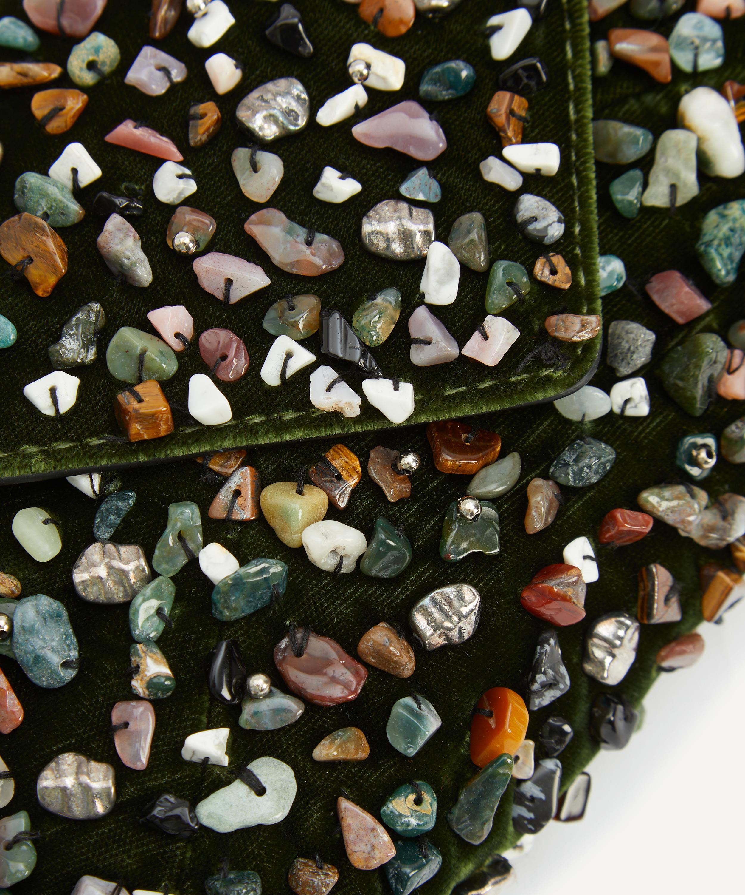 Dries Van Noten - Embellished Envelope Clutch in Olive image number 4