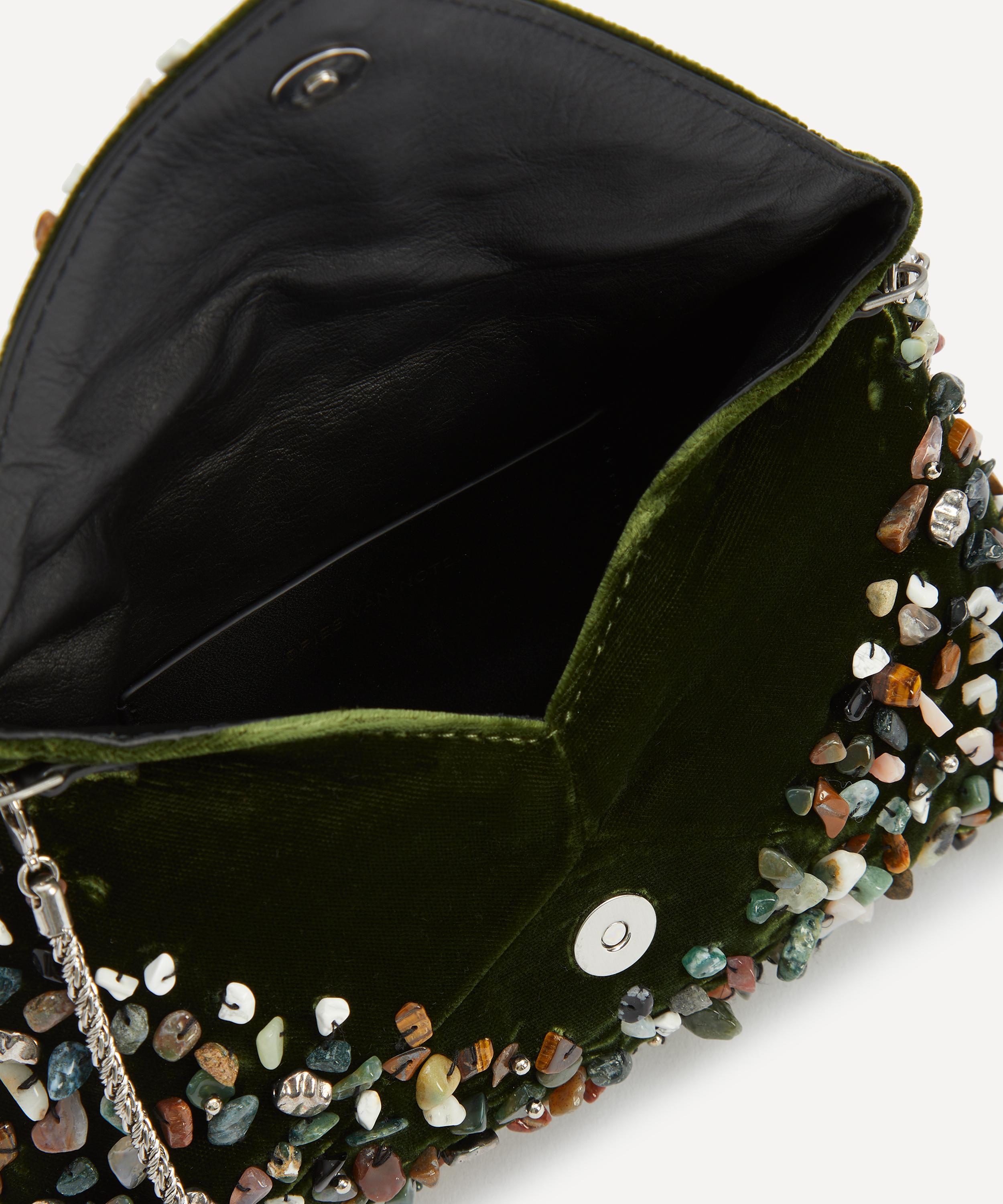 Dries Van Noten - Embellished Envelope Clutch in Olive image number 5