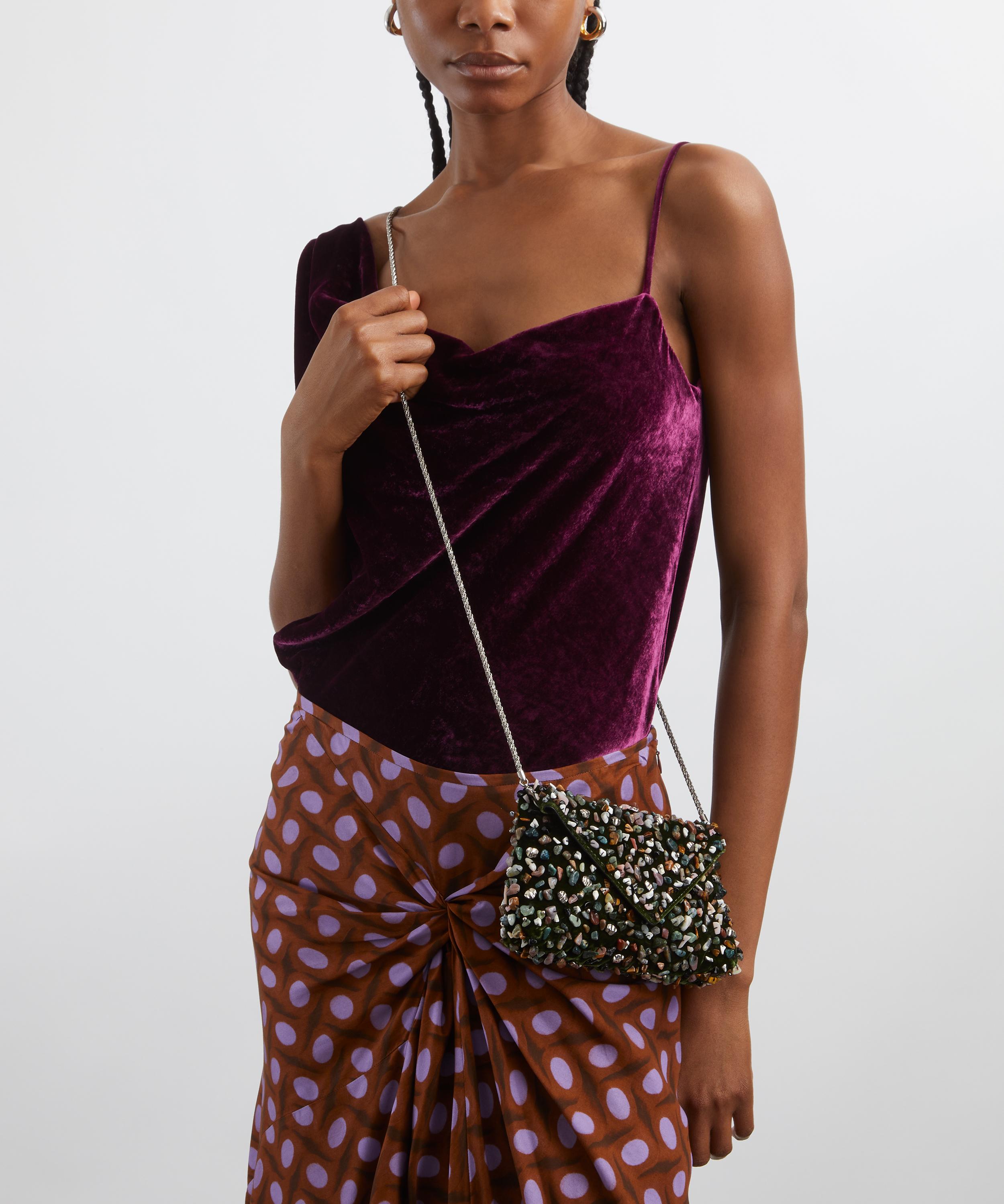 Dries Van Noten - Embellished Envelope Clutch in Olive image number 6