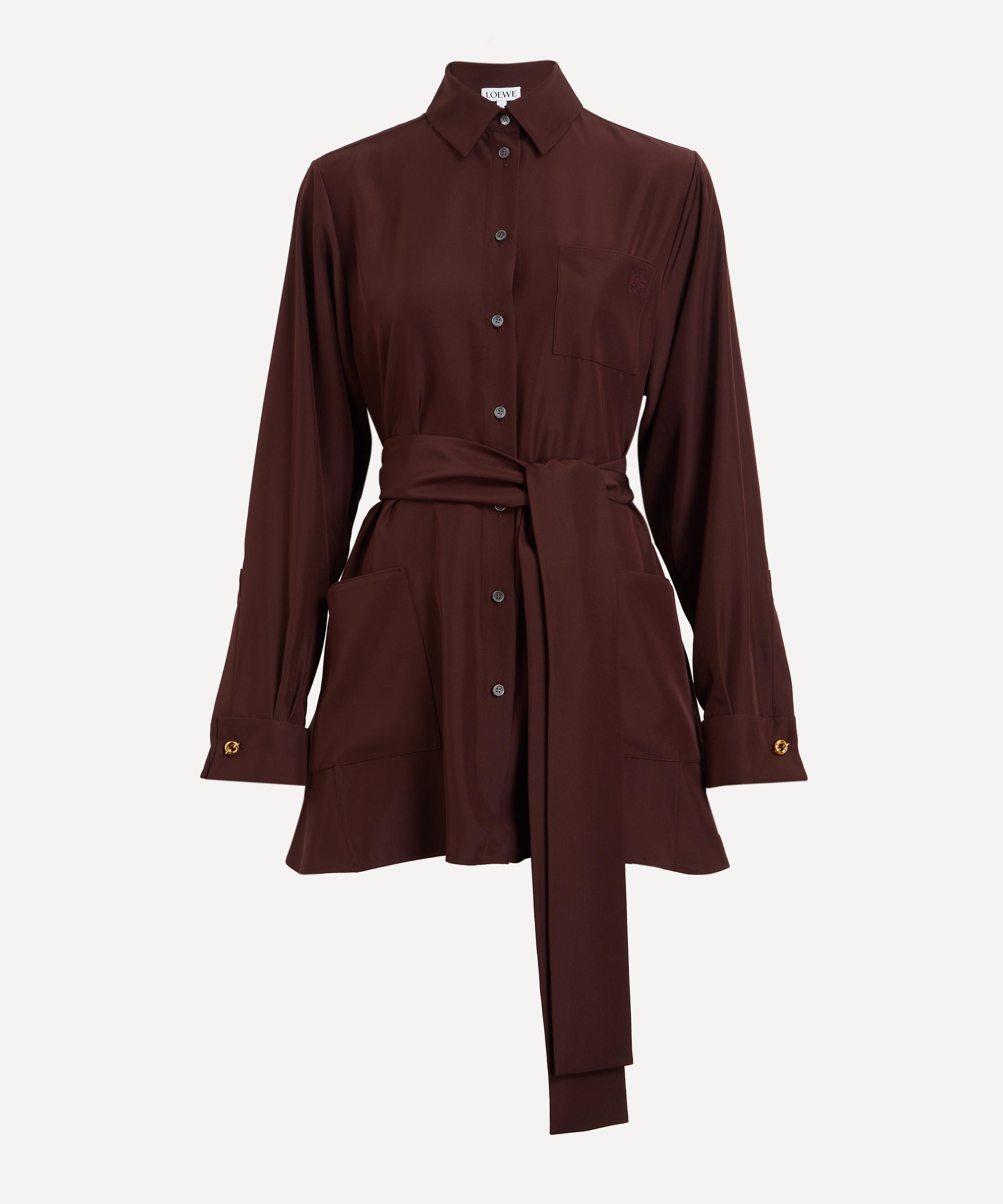 Loewe - Burgundy Belted Silk Blouse