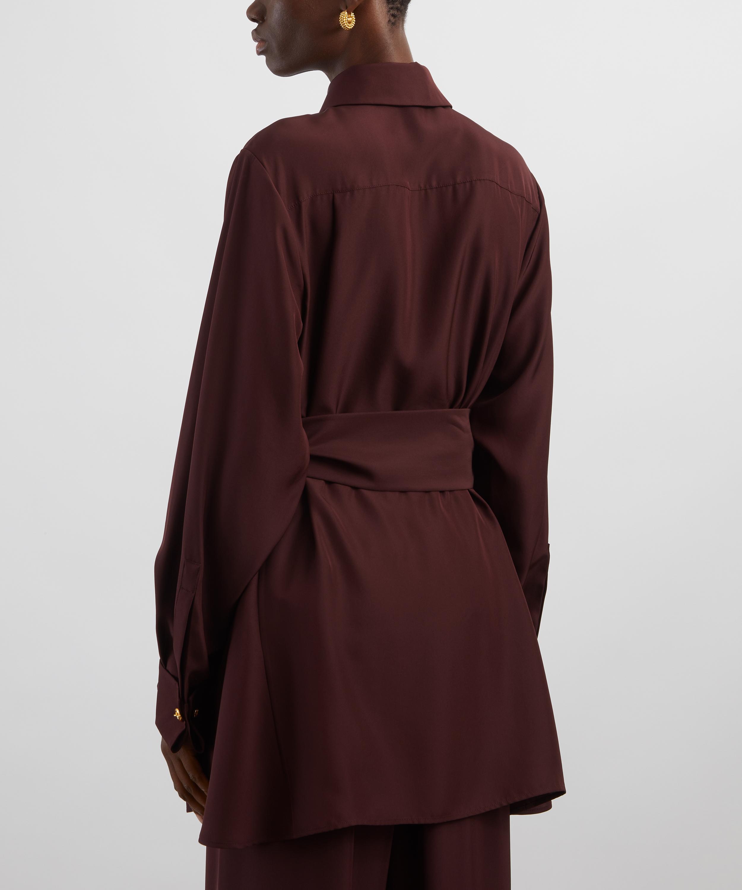 Loewe - Burgundy Belted Silk Blouse image number 3