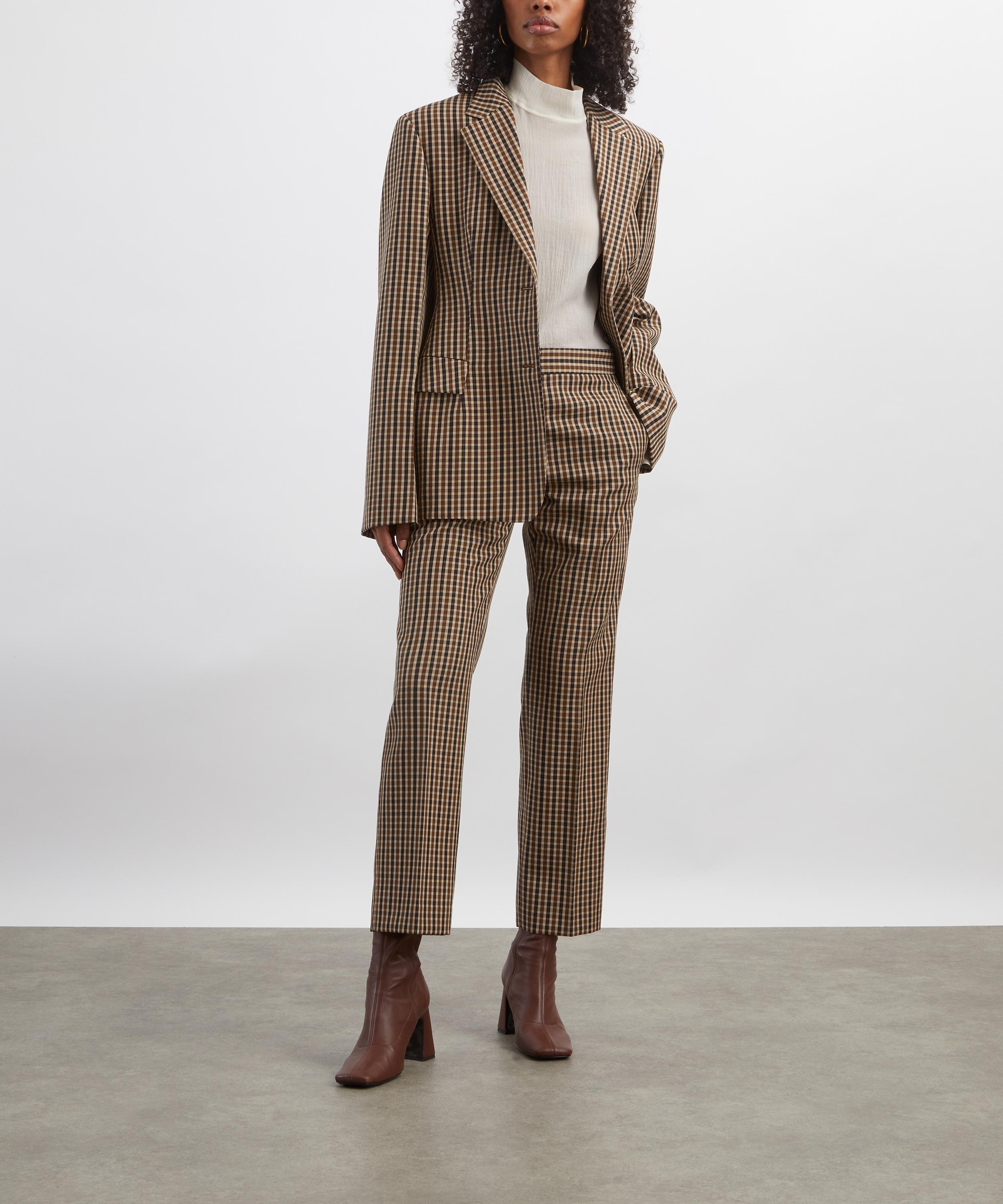 Jil Sander - Micro Check Wool Canvas Tailored Trousers image number 1