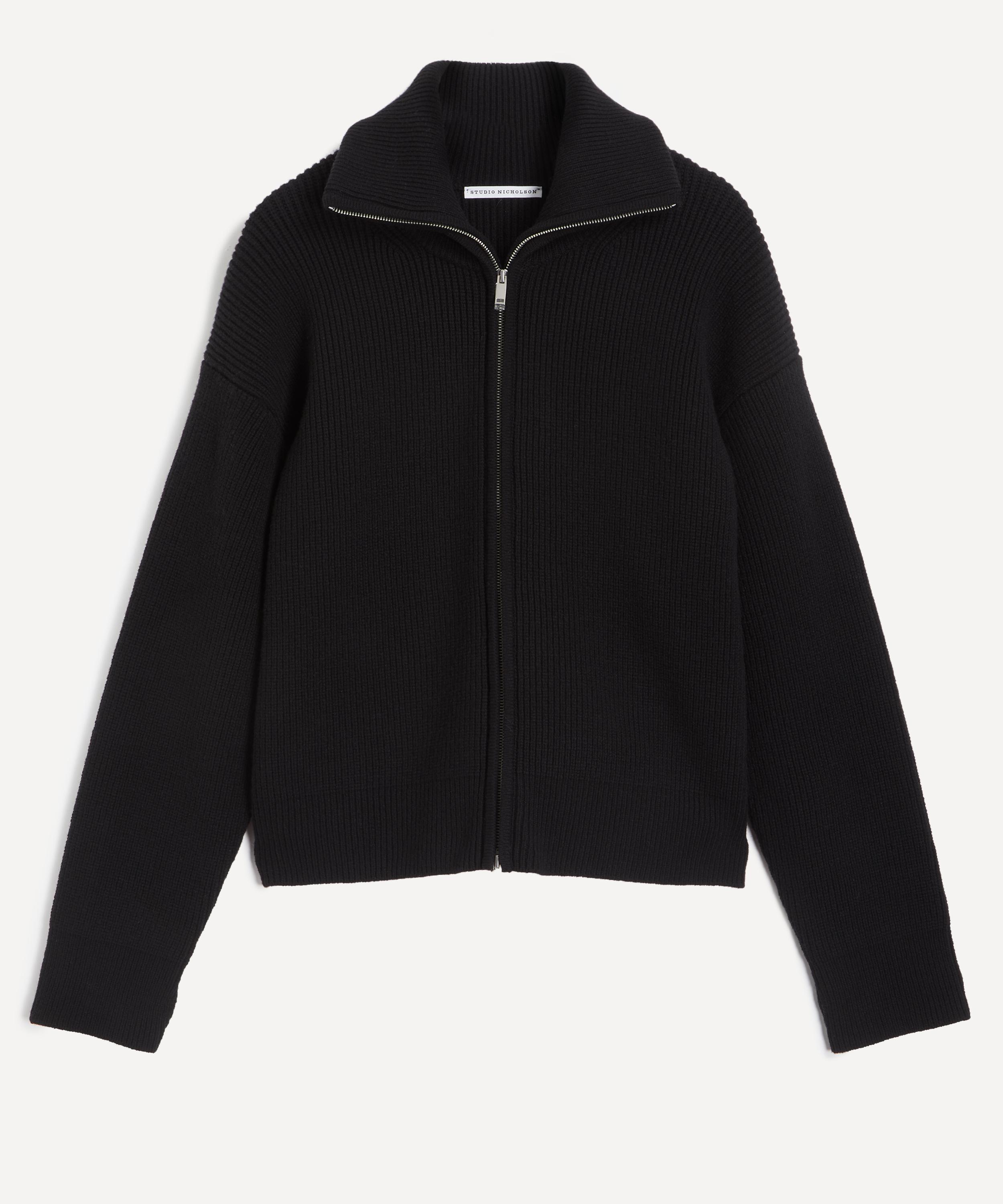 Studio Nicholson Sandos Zip Up Cardigan in Black | Liberty