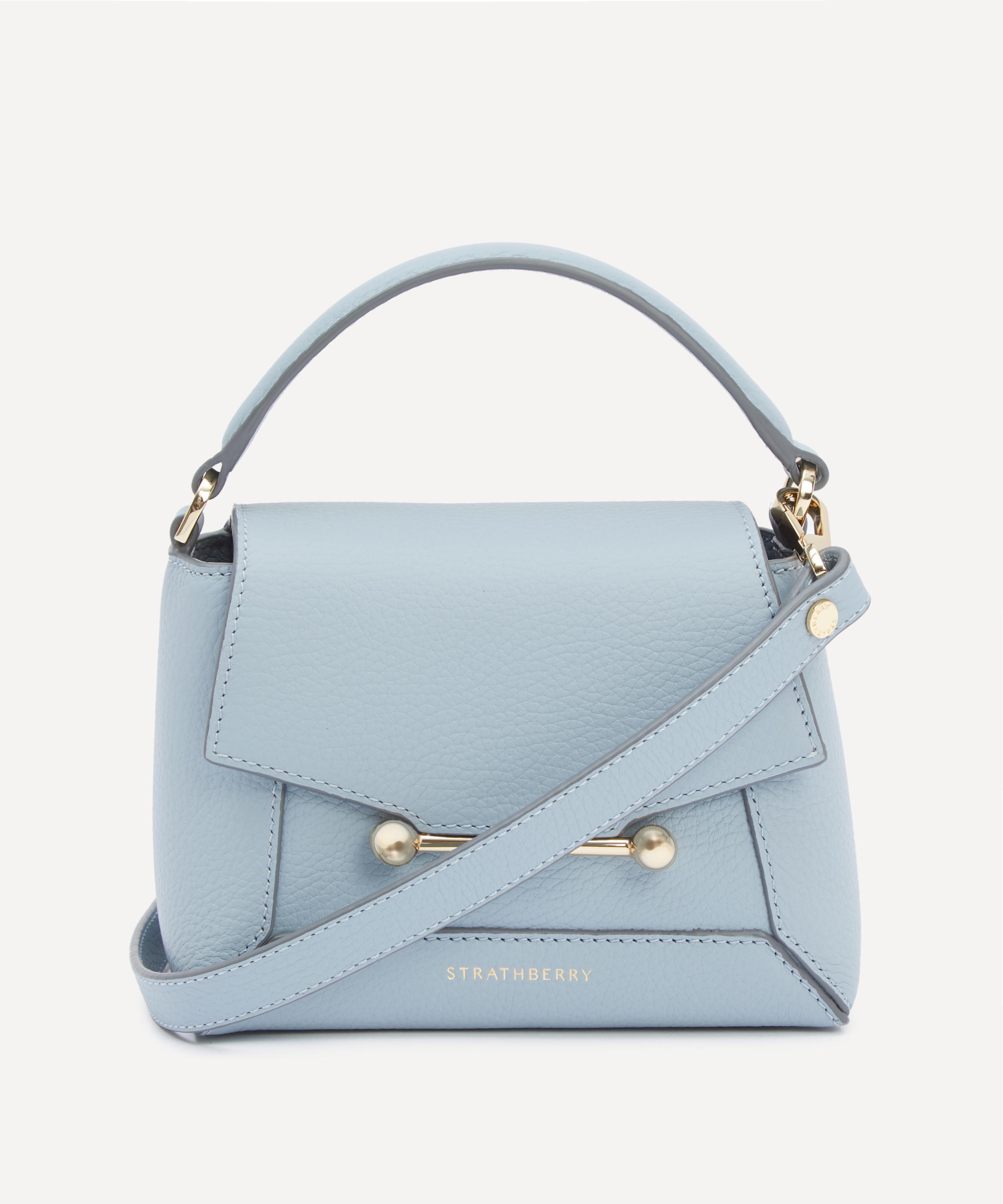 Strathberry - Mosaic Nano Dusky Blue Leather Top Handle Bag image number 0
