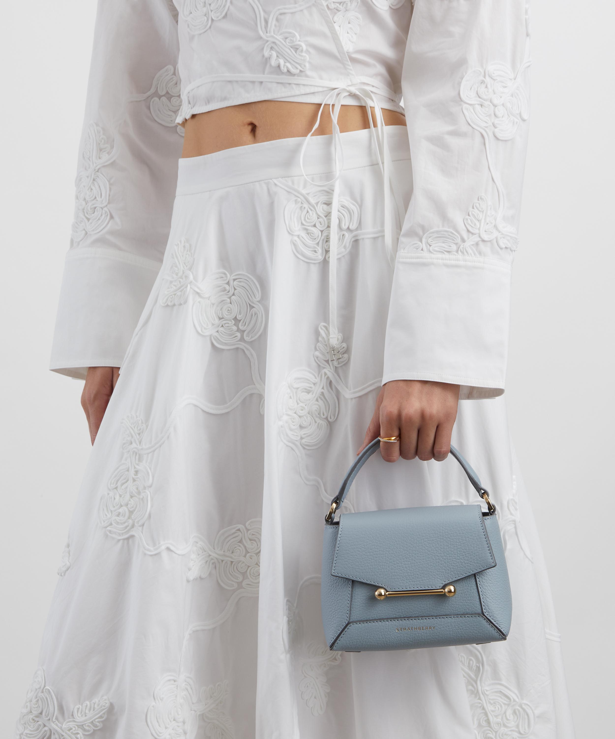 Strathberry - Mosaic Nano Dusky Blue Leather Top Handle Bag image number 1