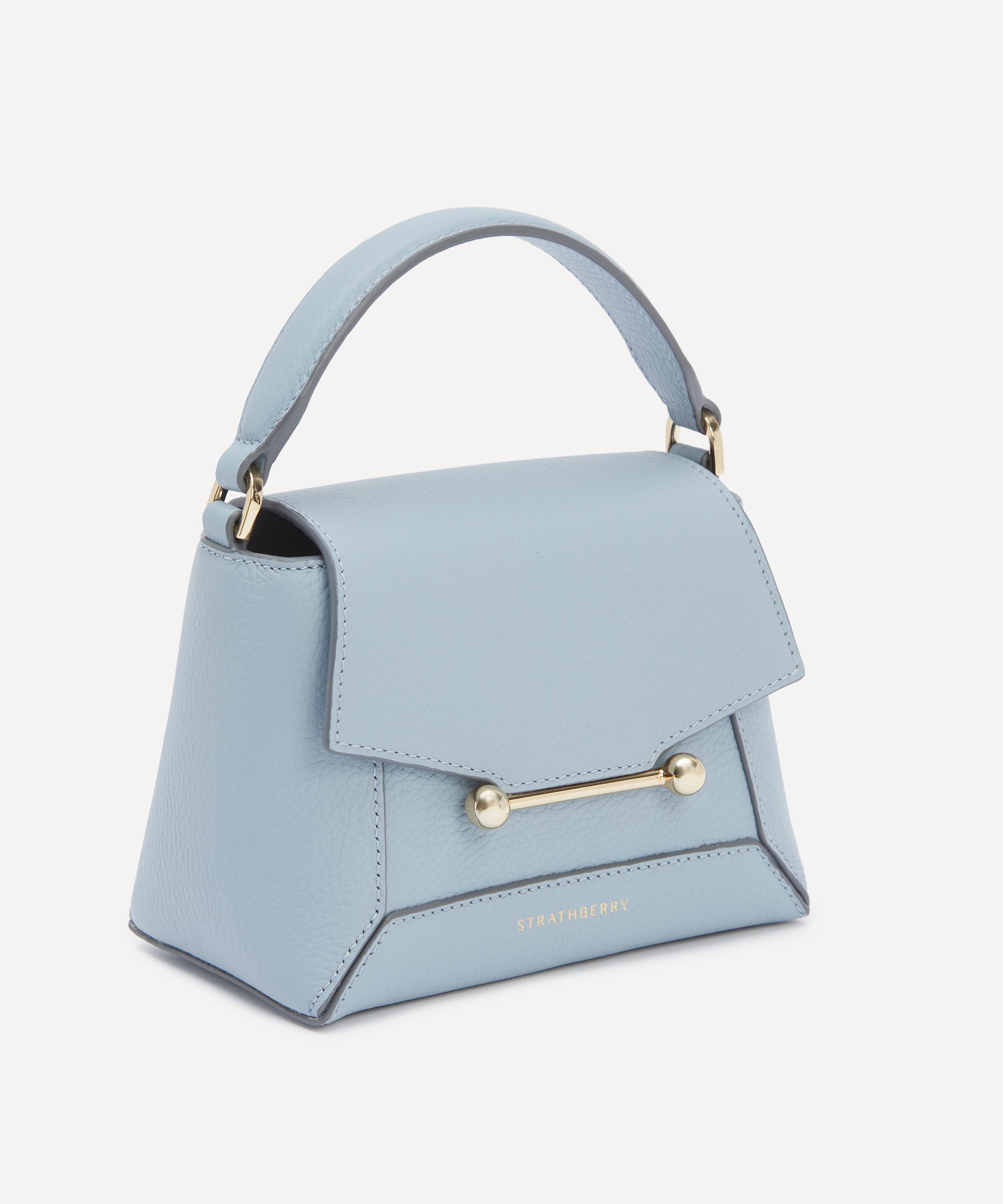 Strathberry - Mosaic Nano Dusky Blue Leather Top Handle Bag image number 1