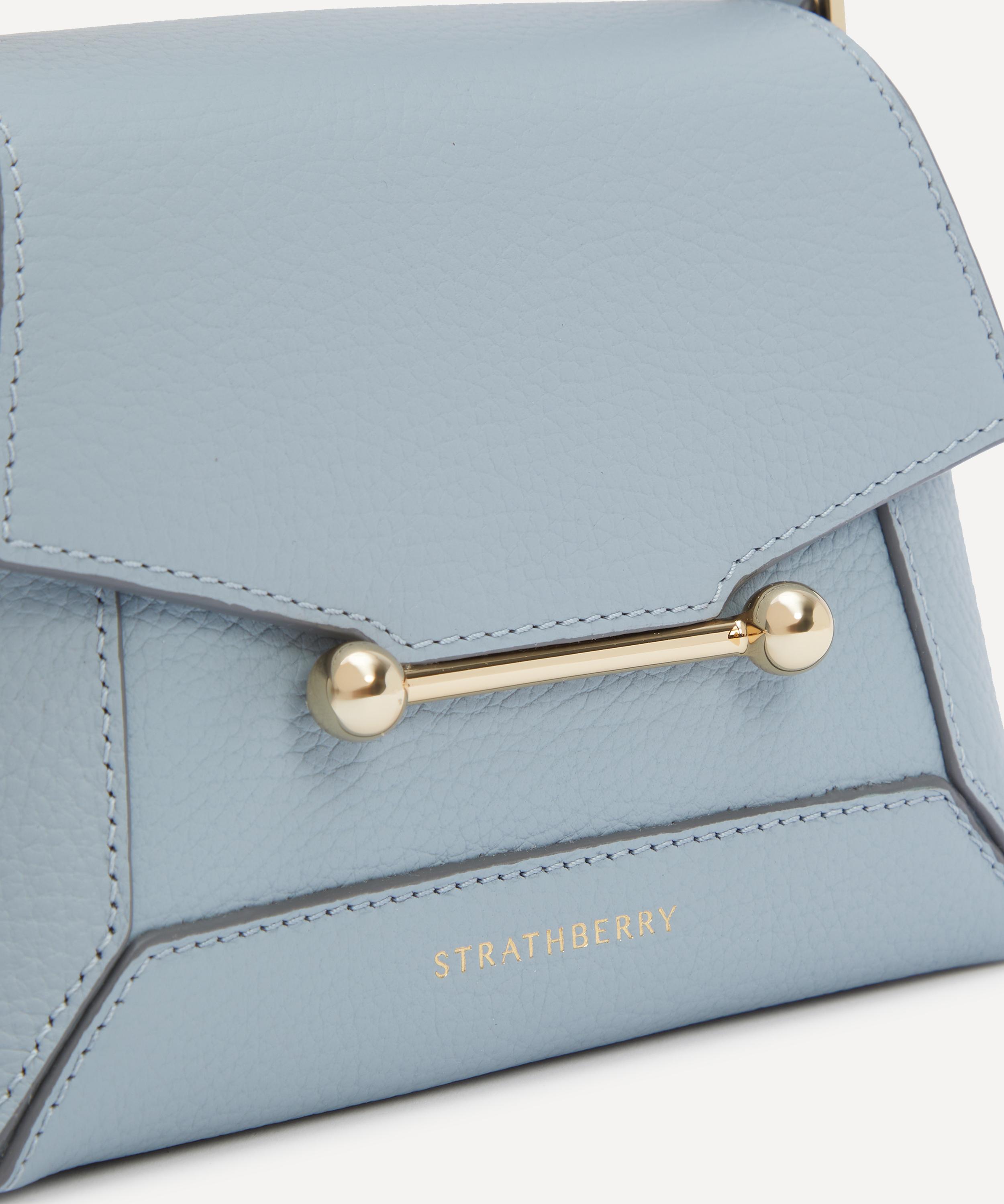 Strathberry - Mosaic Nano Dusky Blue Leather Top Handle Bag image number 3