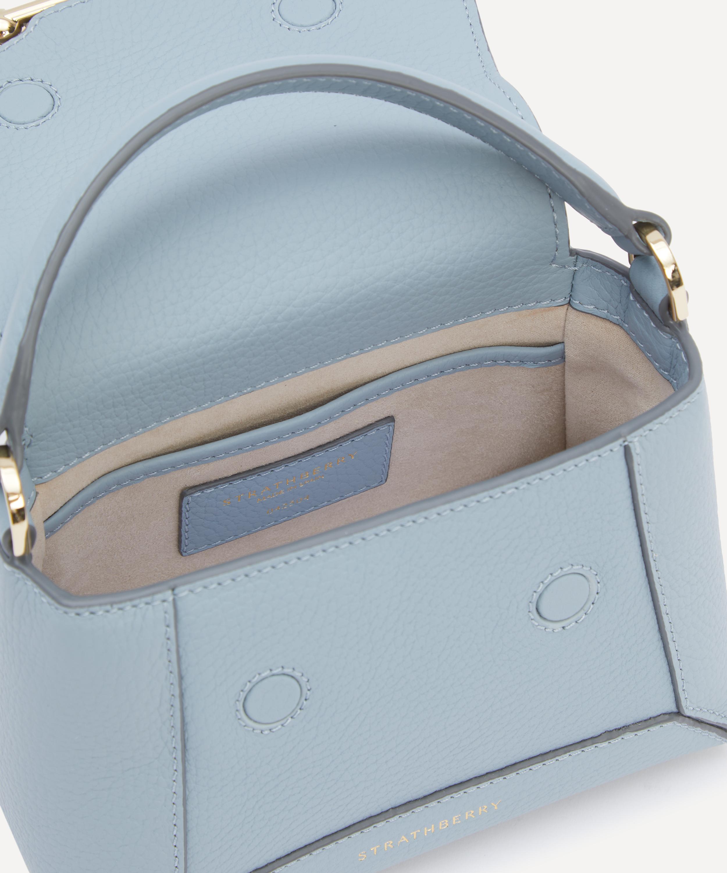 Strathberry - Mosaic Nano Dusky Blue Leather Top Handle Bag image number 4