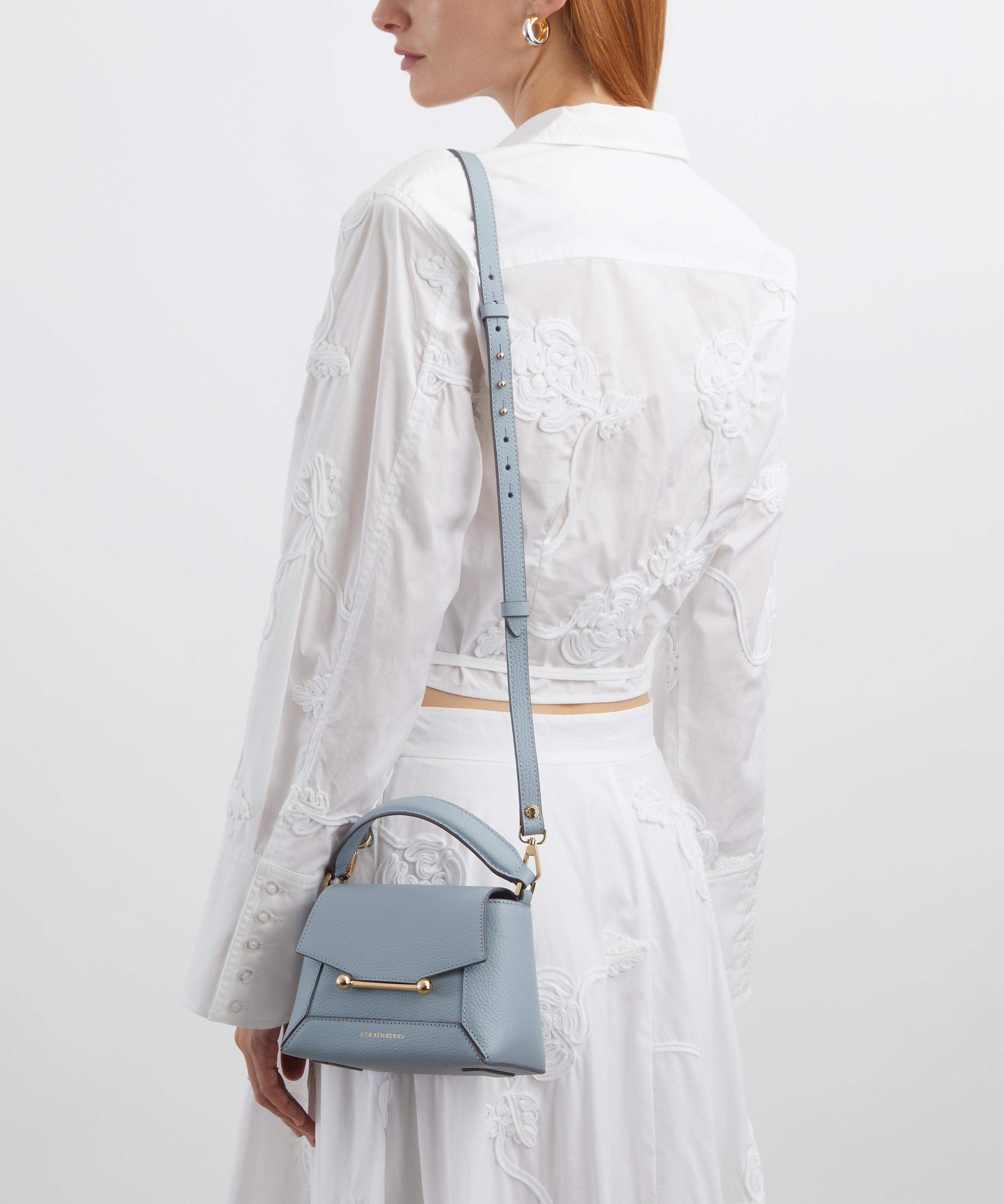 Strathberry - Mosaic Nano Dusky Blue Leather Top Handle Bag image number 6