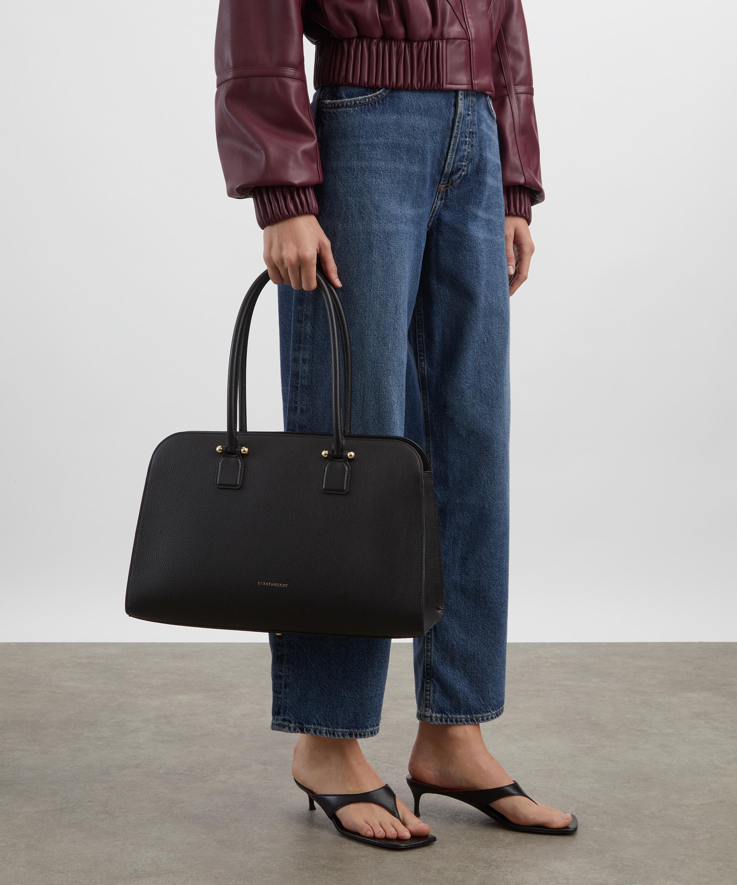 Strathberry - Georgia Maxi Black Leather Tote Bag image number 1