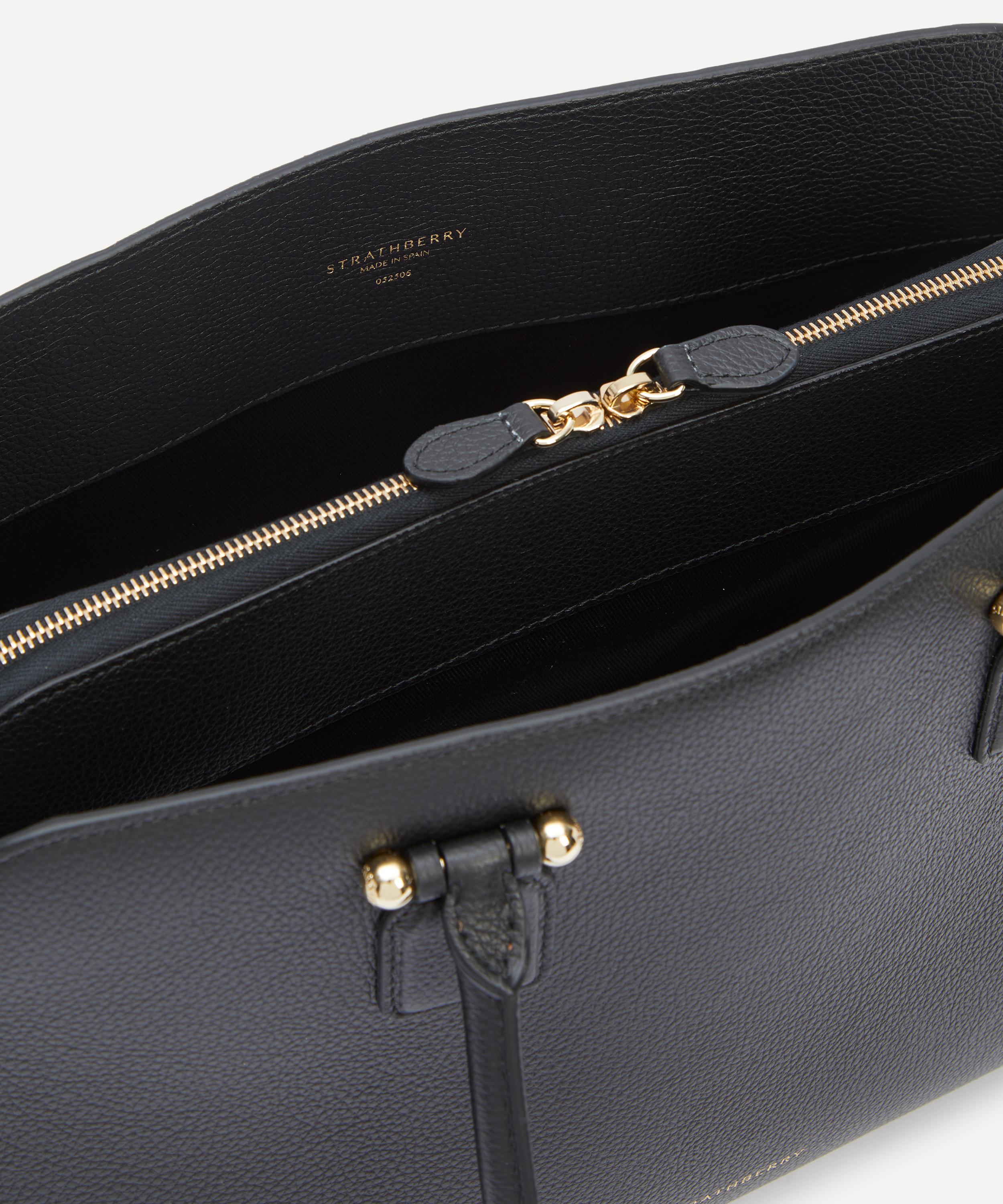 Strathberry - Georgia Maxi Black Leather Tote Bag image number 4